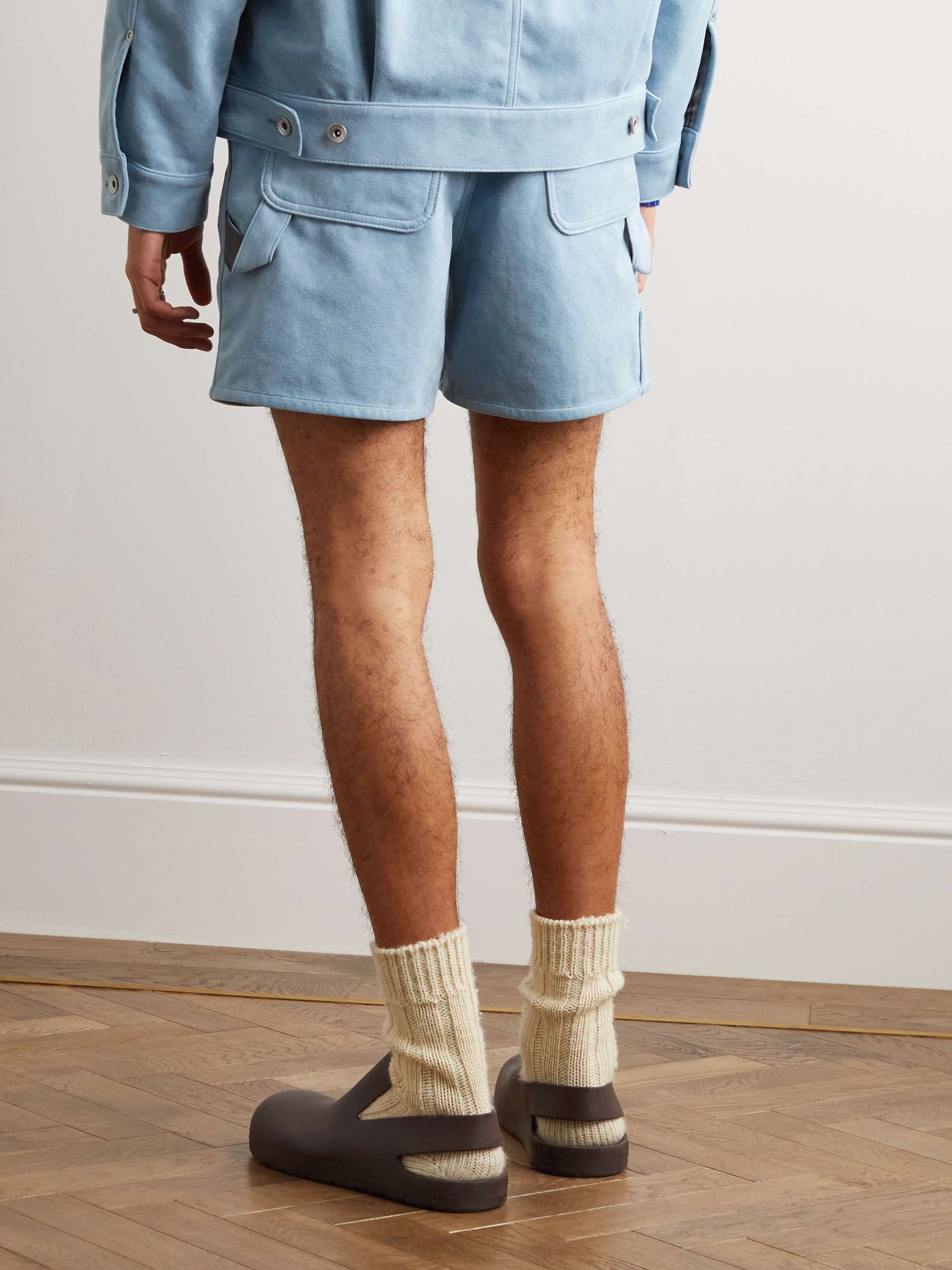 SACAI Straight-Leg Belted Faux Suede Shorts
