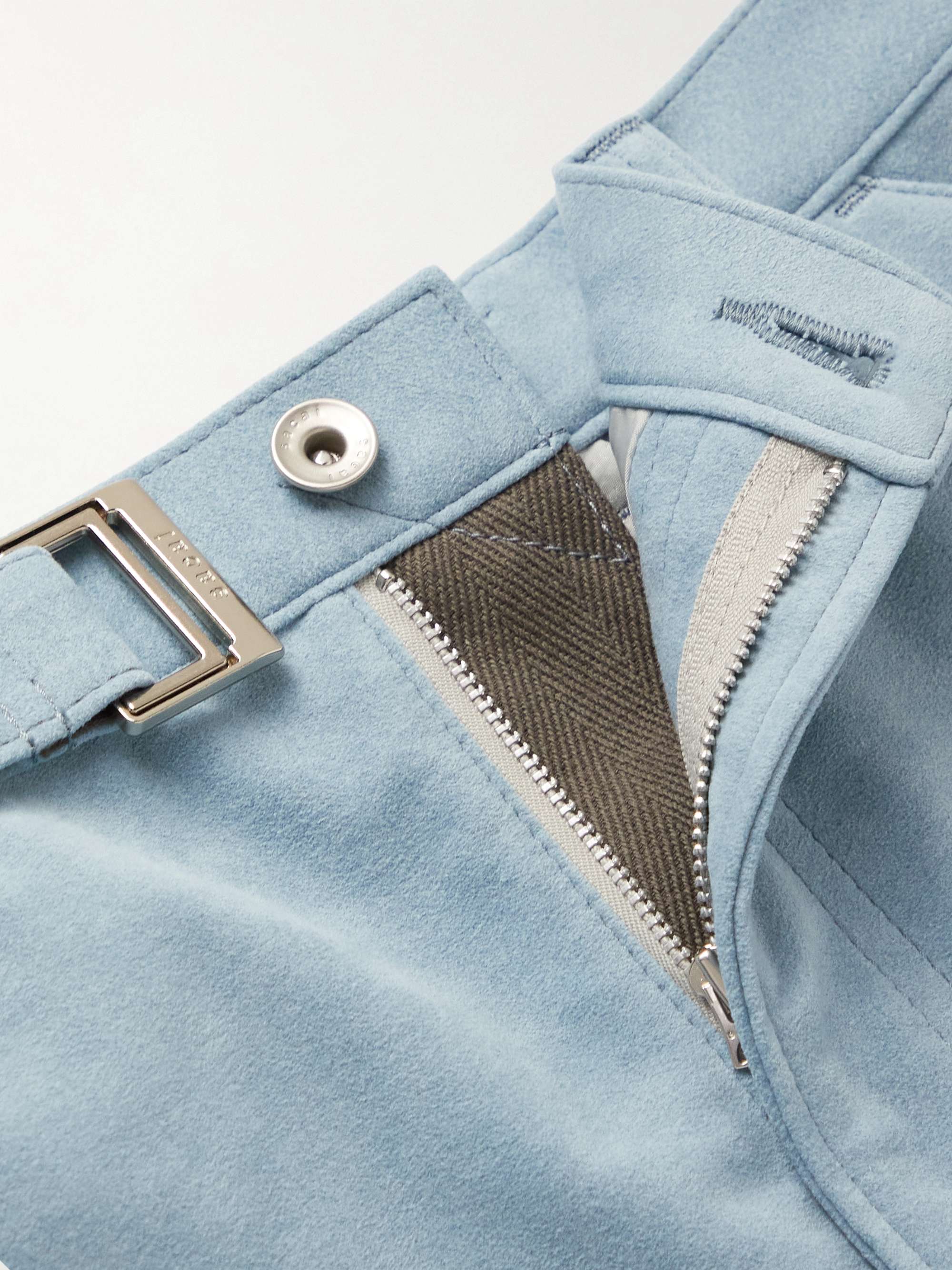 SACAI Straight-Leg Belted Faux Suede Shorts