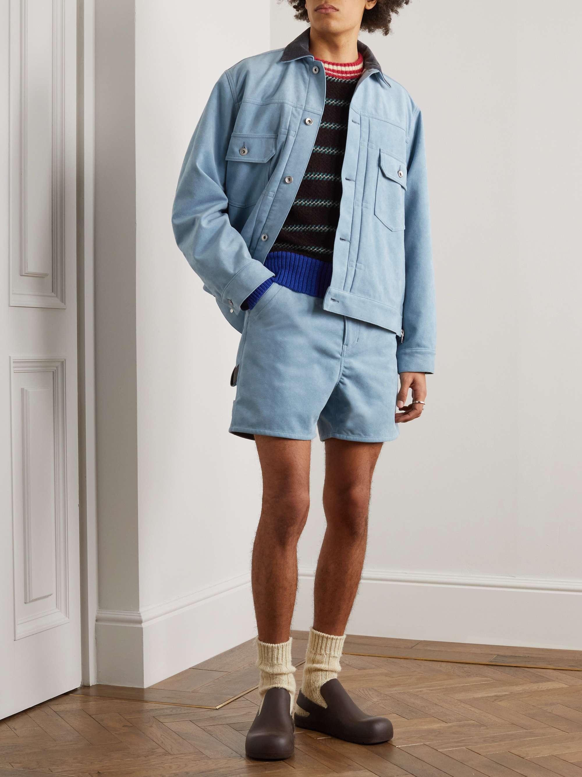 SACAI Straight-Leg Belted Faux Suede Shorts for Men | MR PORTER SACAI Straight-Leg Belted Faux Suede Shorts for Men | MR PORTER