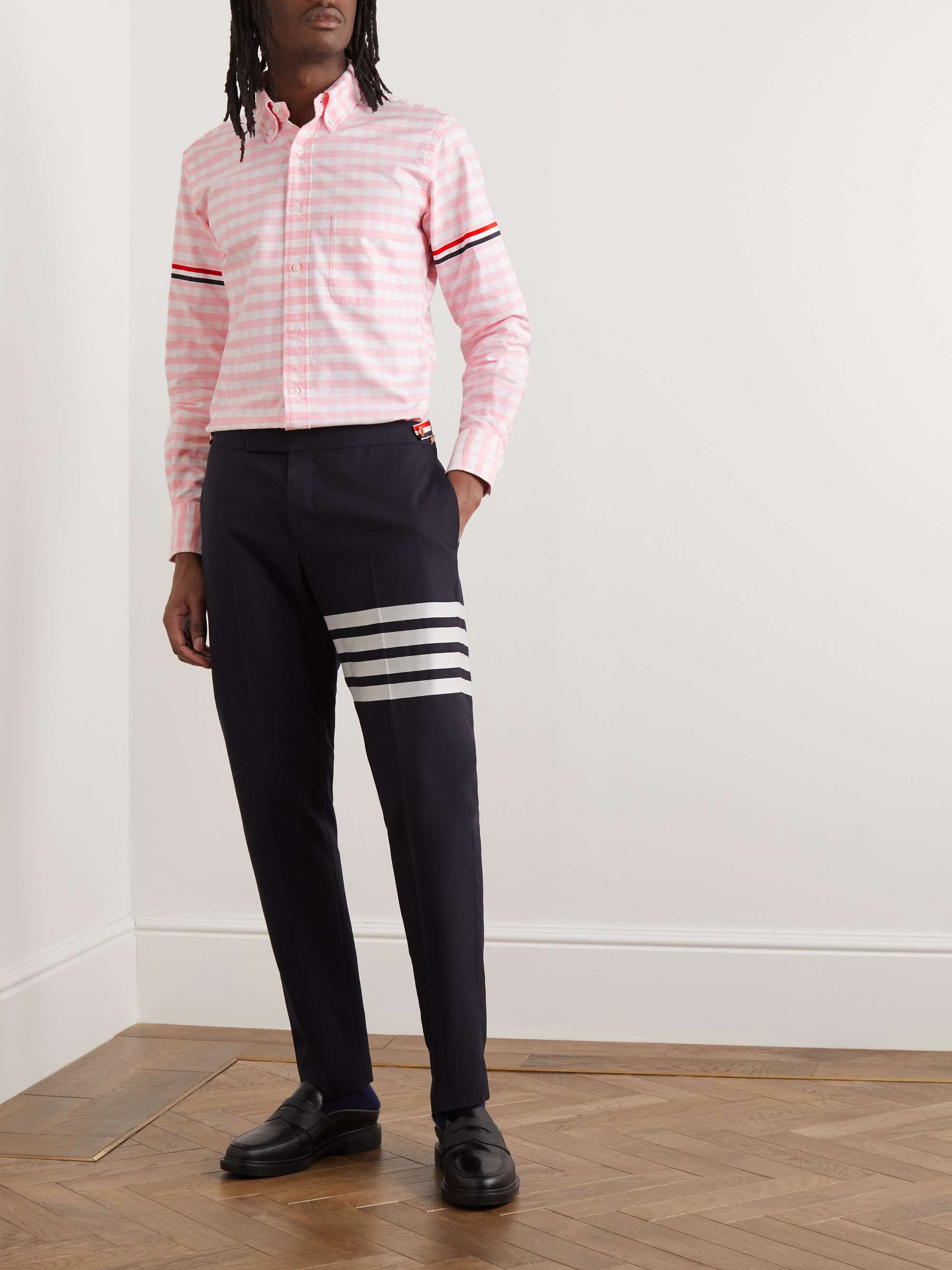 THOM BROWNE Appliquéd Gingham Cotton-Poplin Oxford Shirt