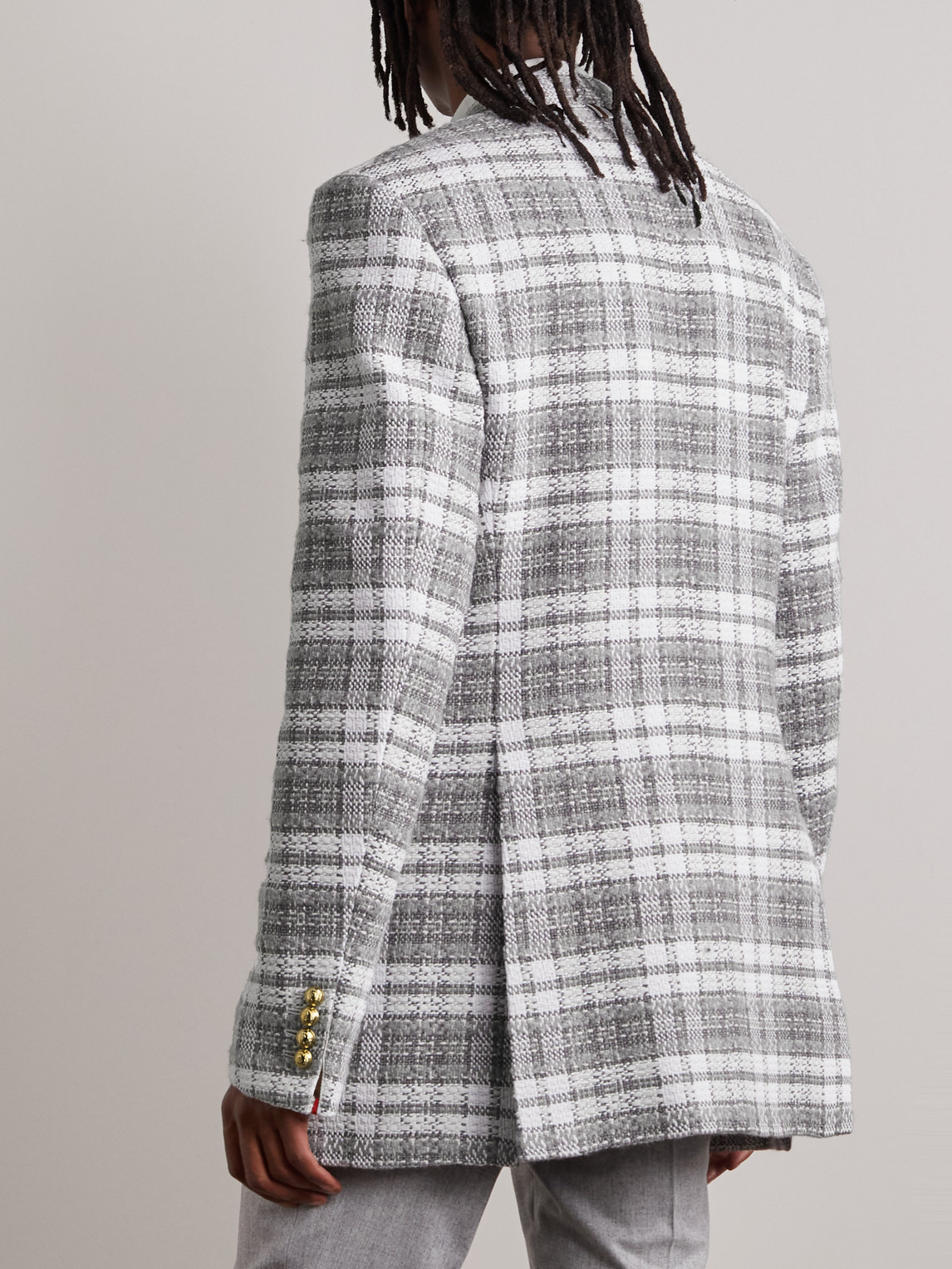  Thom Browne - Checked Wool Blazer - Men - Gray - 3 