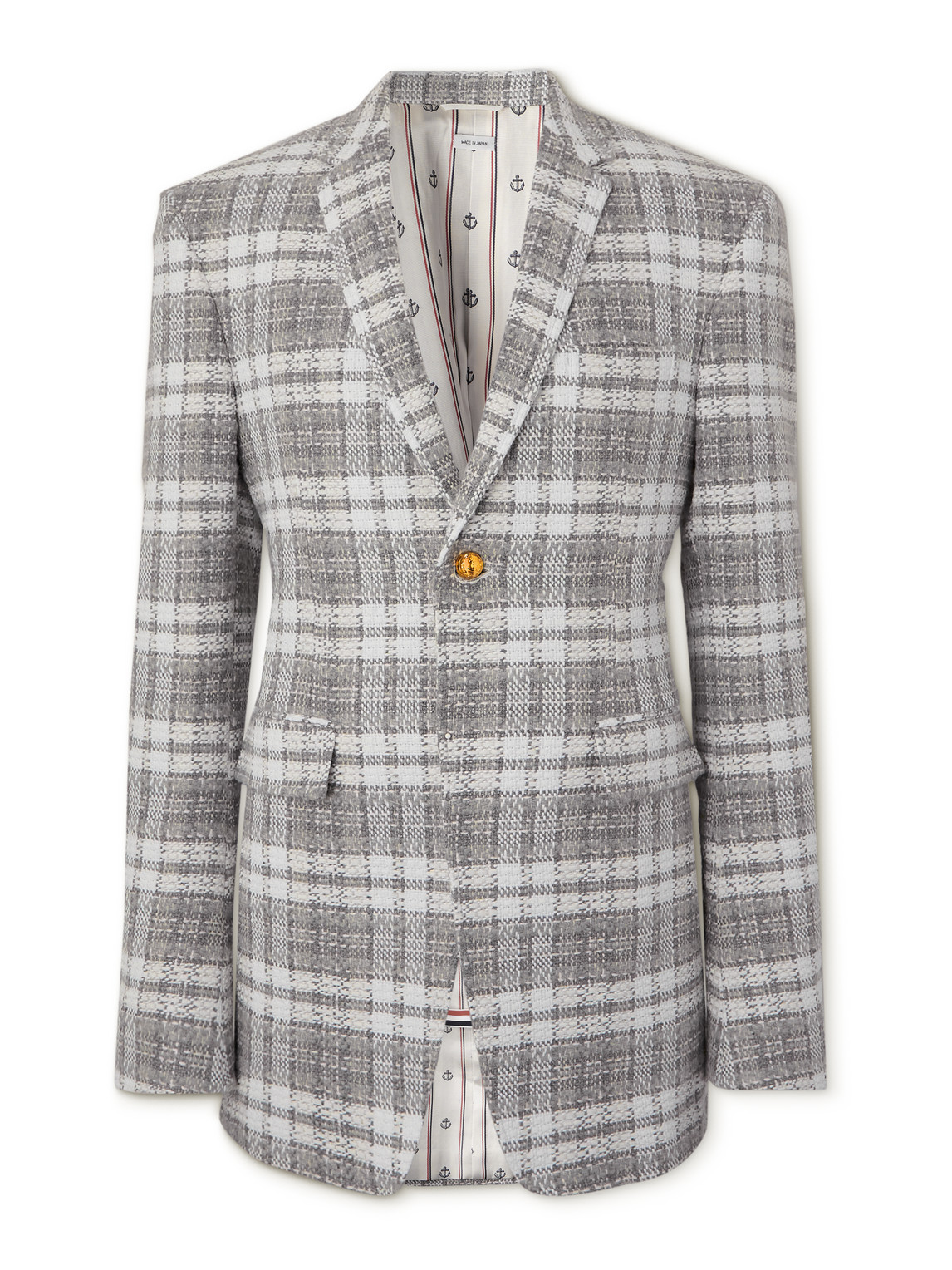 Shop Thom Browne Checked Wool Blazer In Gray