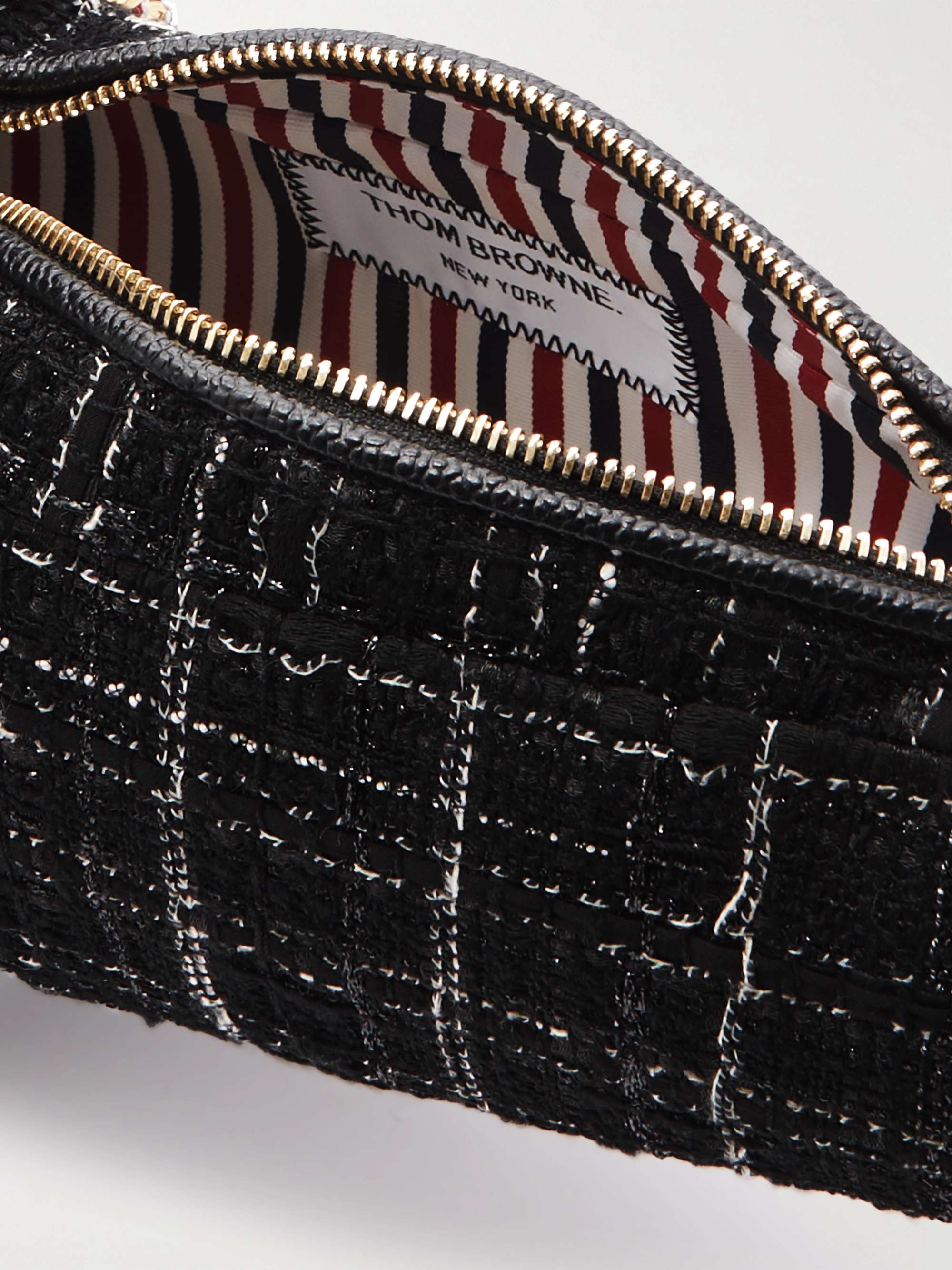 THOM BROWNE Hector Leather-Trimmed Tweed Messenger Bag