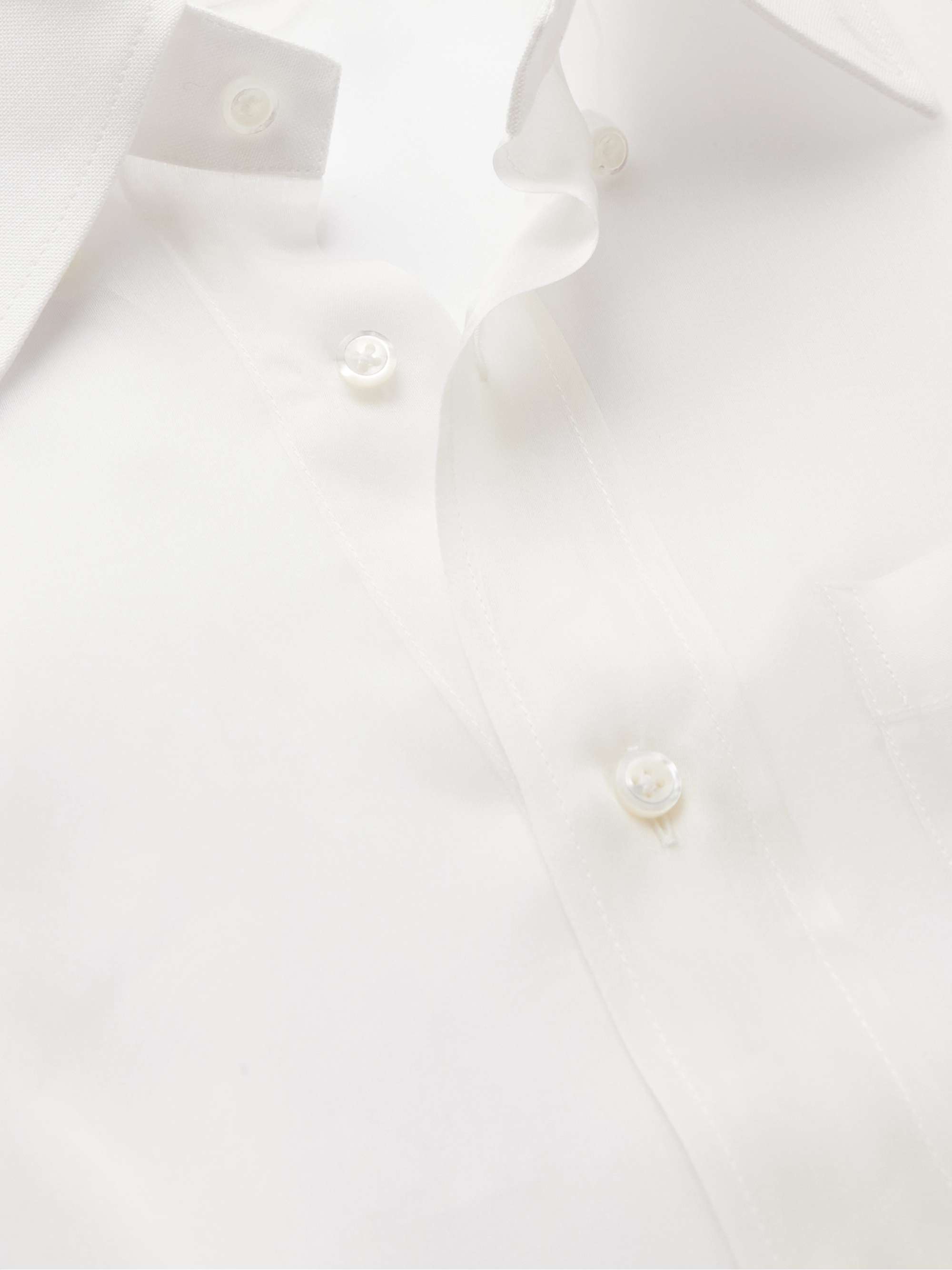 THOM BROWNE Appliquéd Cotton-Trimmed Silk-Organza Shirt