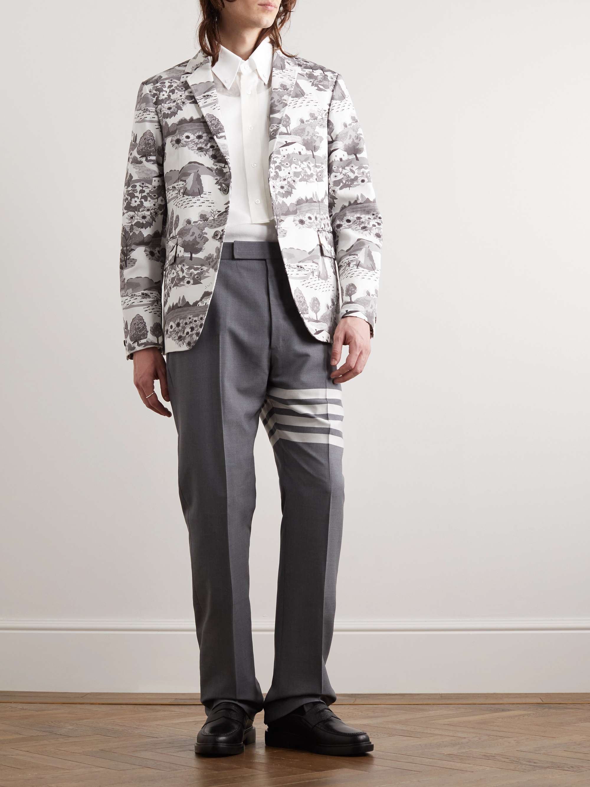 THOM BROWNE Appliquéd Cotton-Trimmed Silk-Organza Shirt