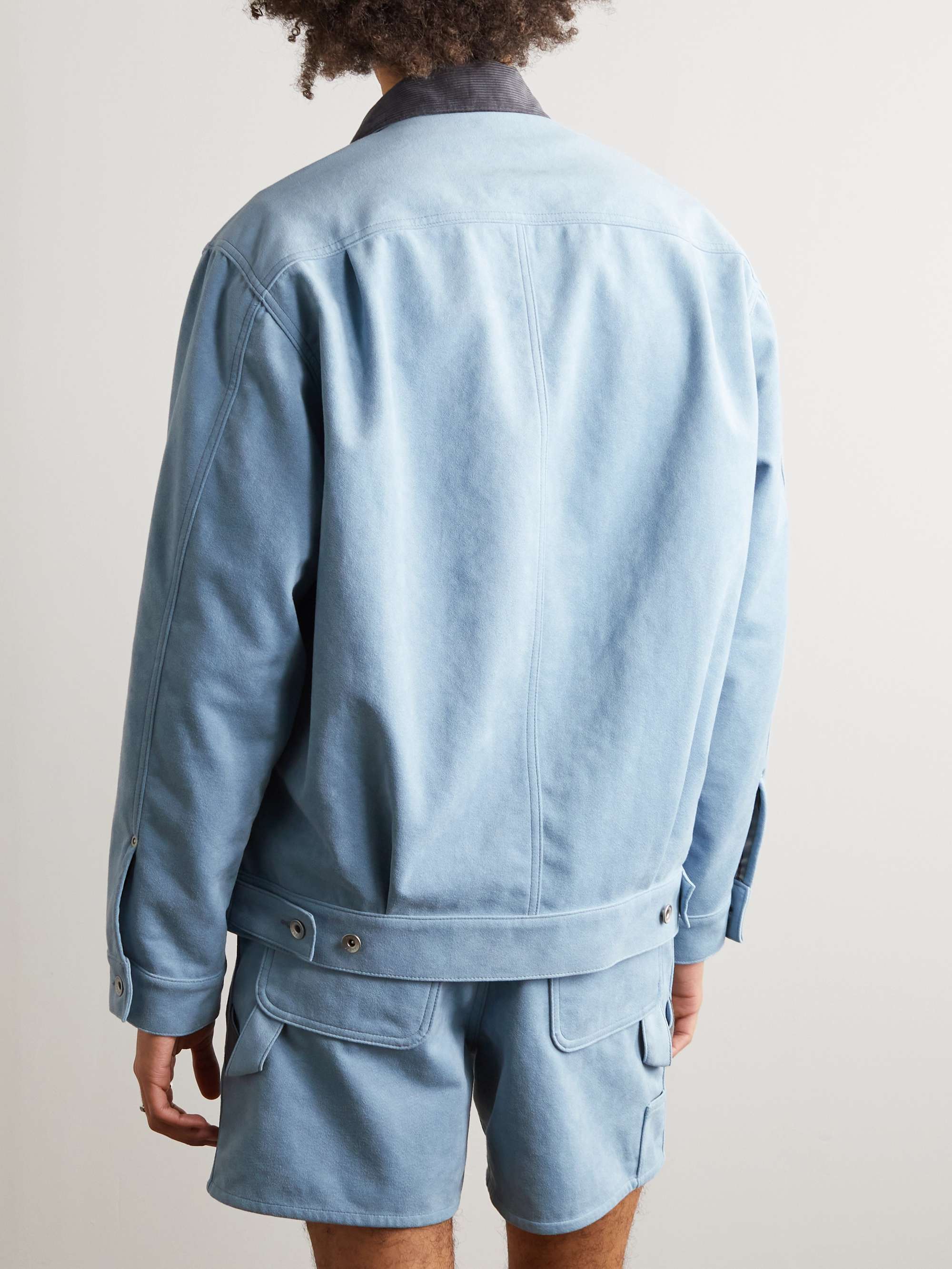 SACAI Corduroy-Trimmed Faux Suede Bomber Jacket
