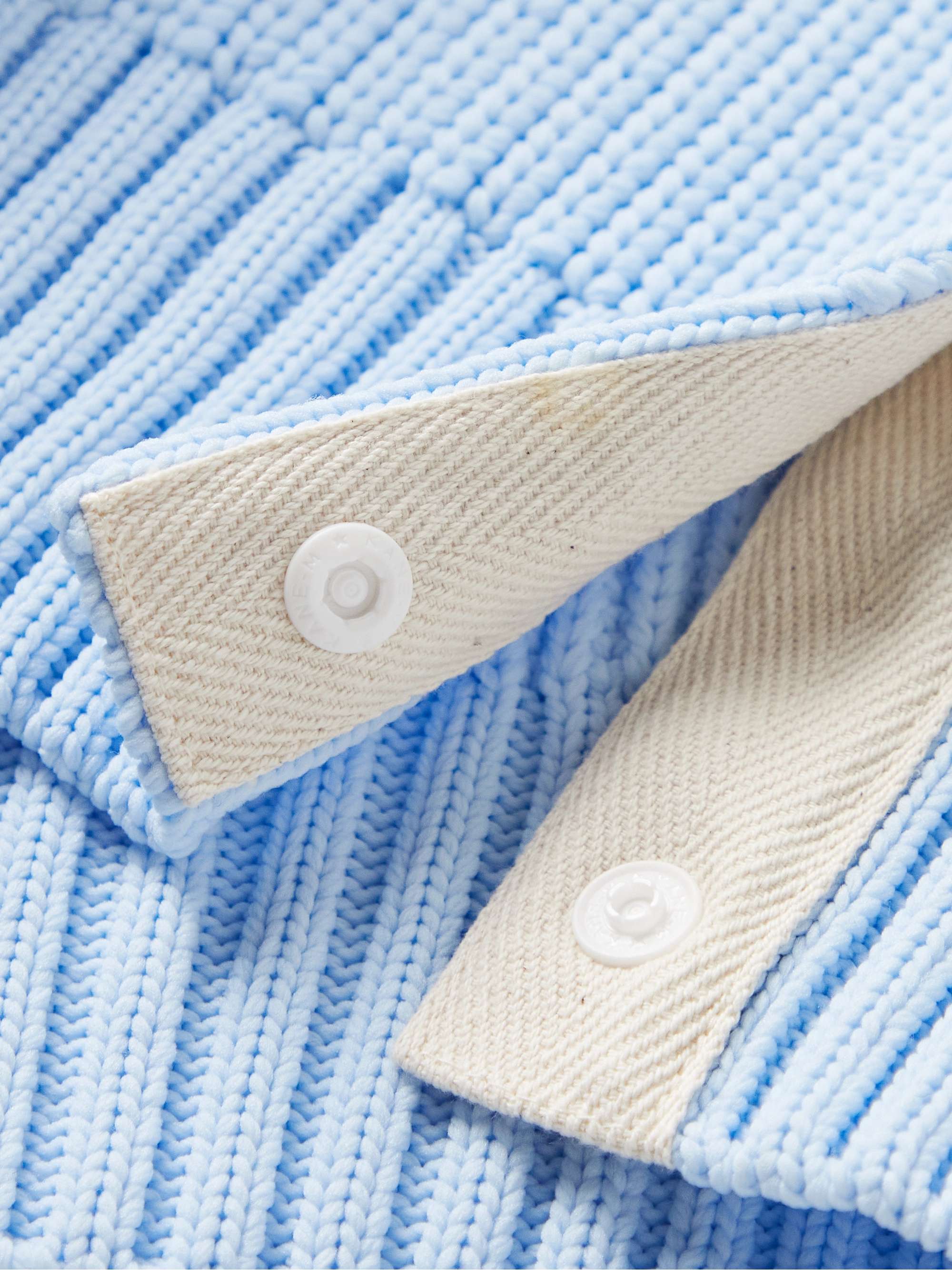 SACAI Grosgrain-Trimmed Ribbed-Knit Sweater