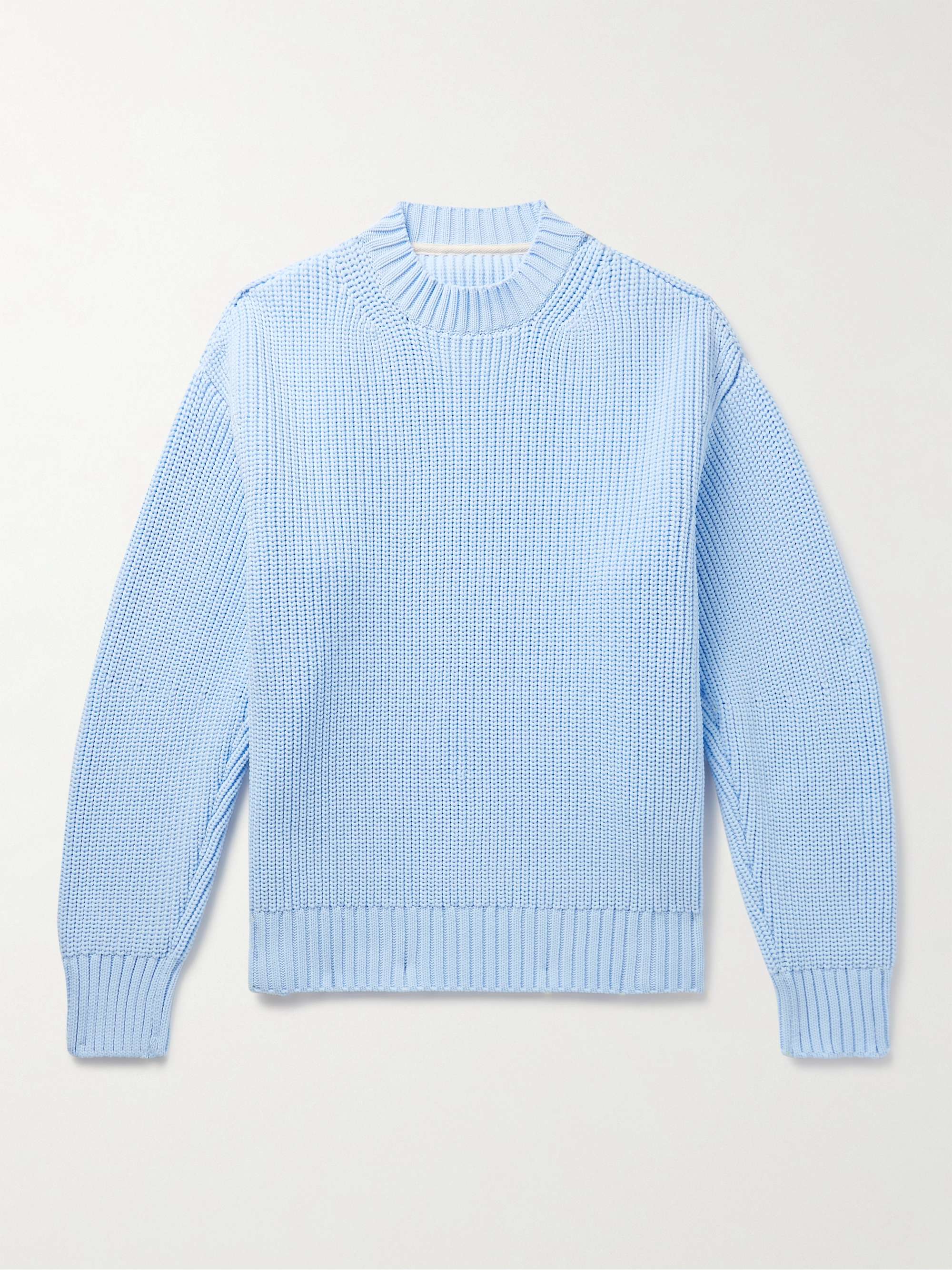 SACAI Grosgrain-Trimmed Ribbed-Knit Sweater