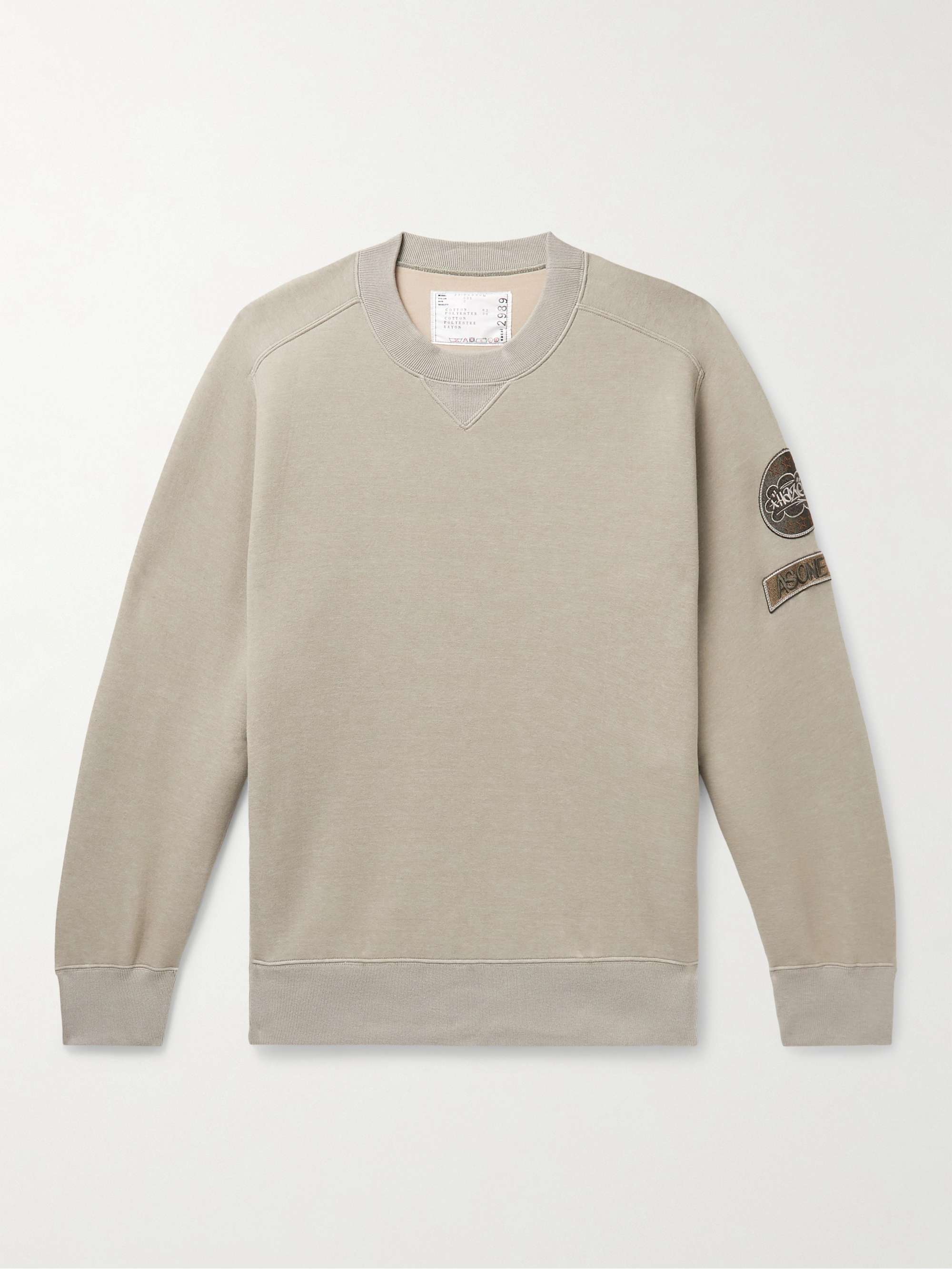 SACAI + Eric Haze Appliquéd Cotton-Blend Jersey Sweatshirt