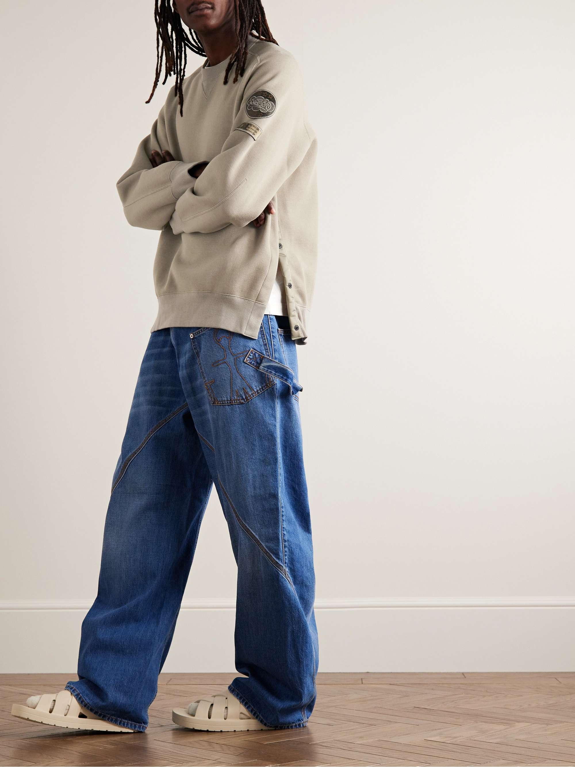 SACAI + Eric Haze Appliquéd Cotton-Blend Jersey Sweatshirt