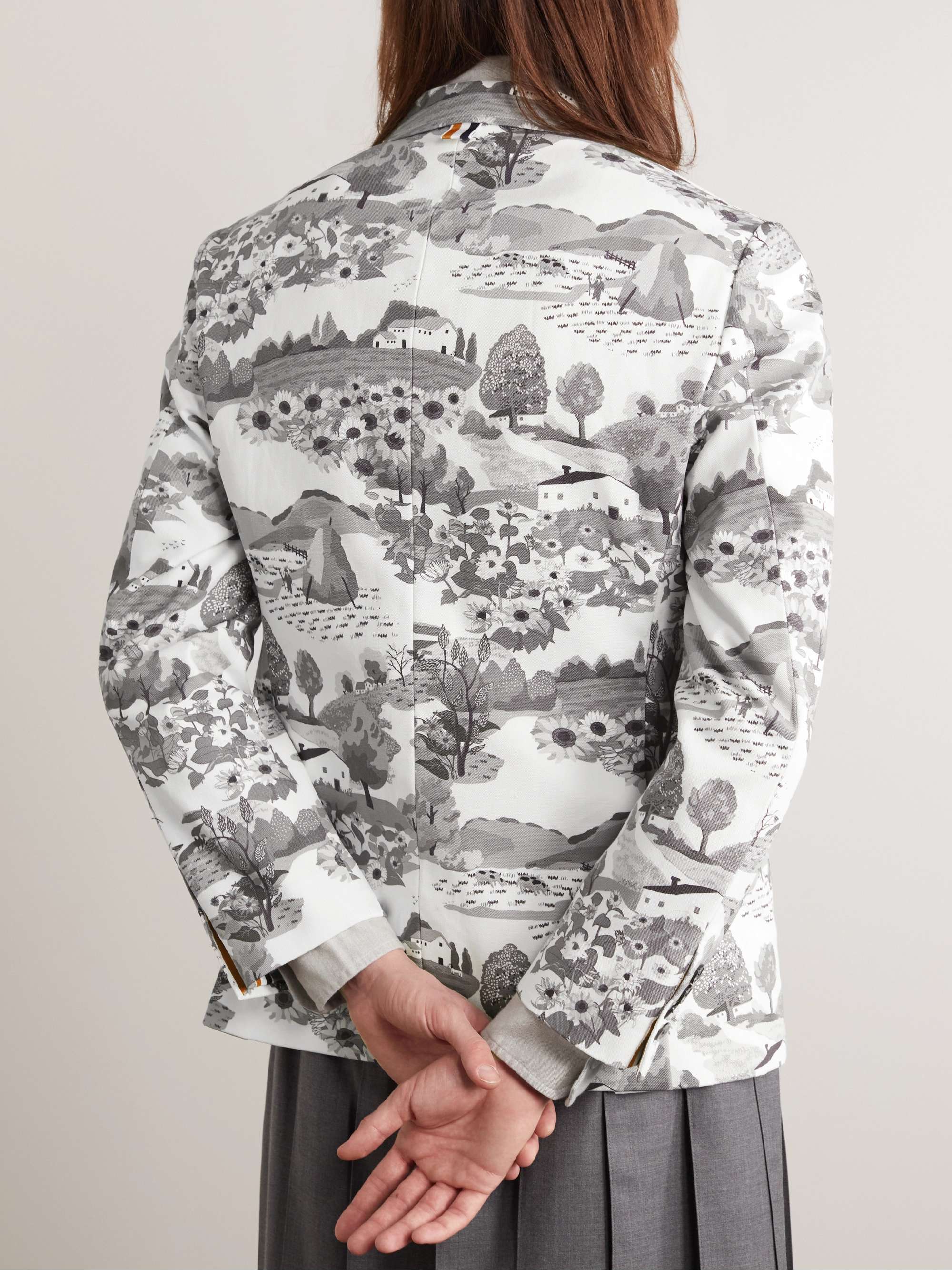 THOM BROWNE Unstructured Printed Cotton-Canvas Blazer