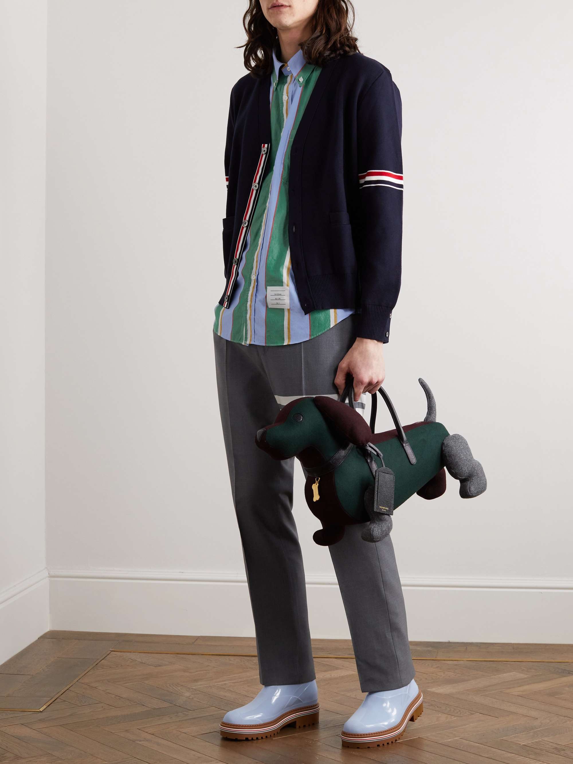 THOM BROWNE Striped Cotton-Poplin Shirt