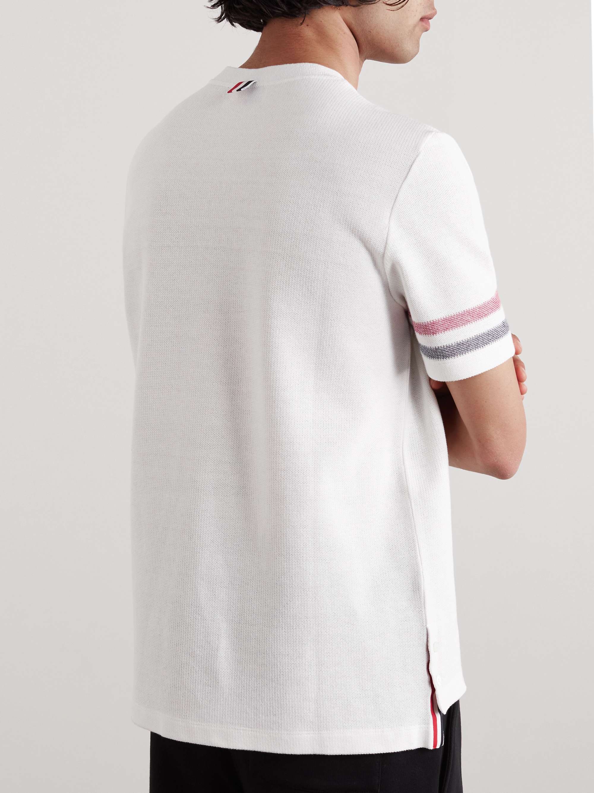 THOM BROWNE Striped Cotton-Piqué T-Shirt