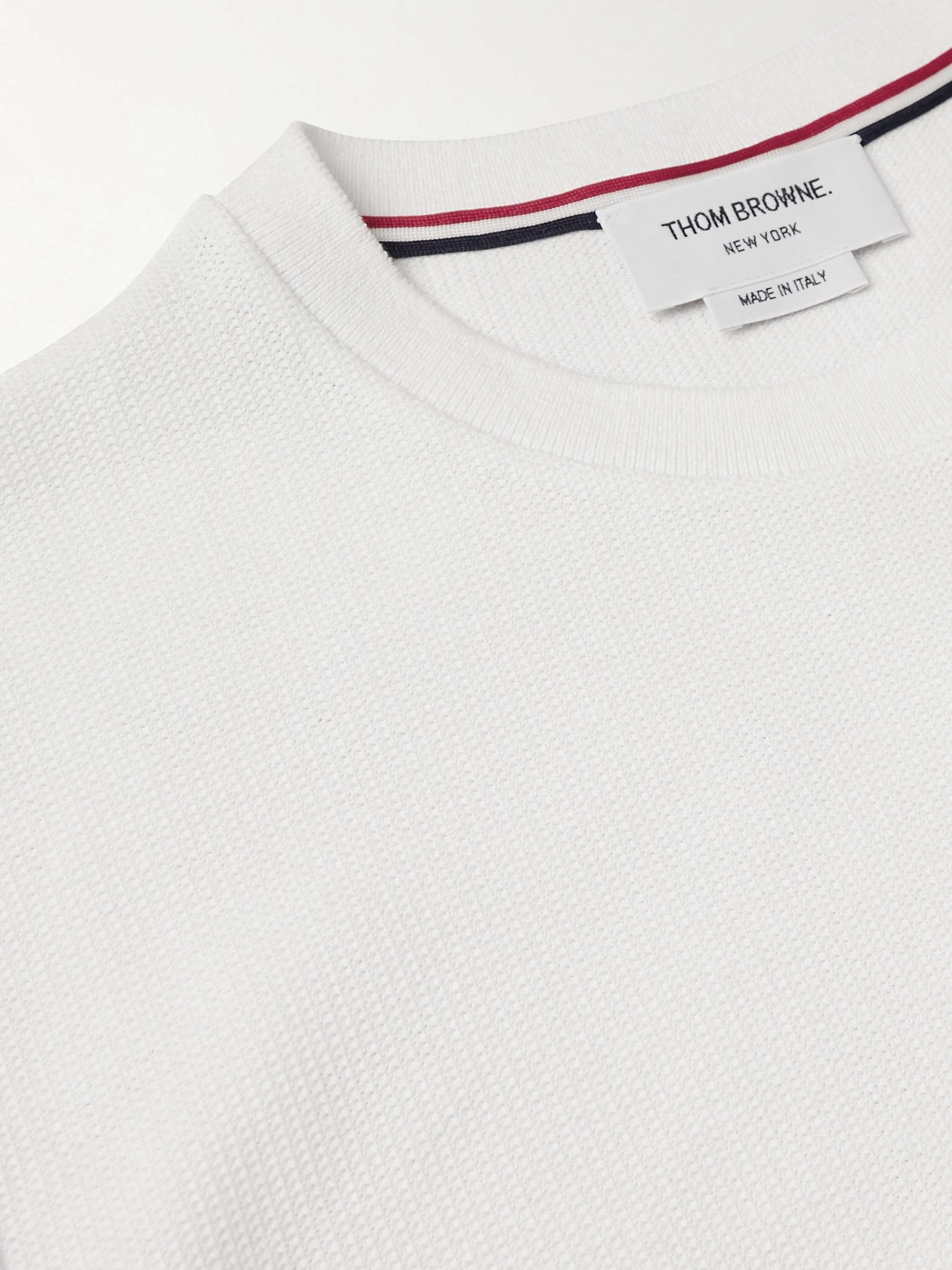 THOM BROWNE Striped Cotton-Piqué T-Shirt