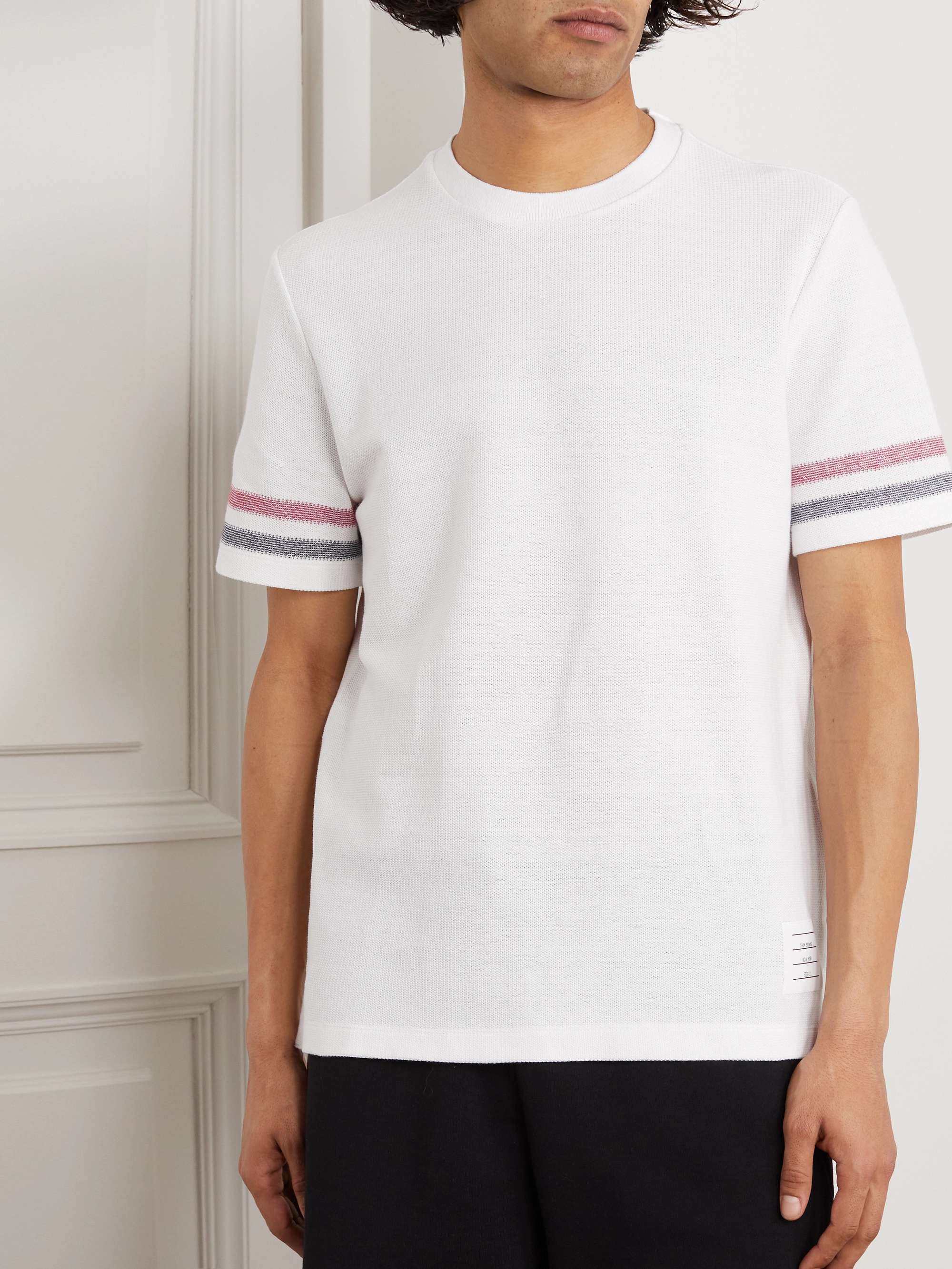 THOM BROWNE Striped Cotton-Piqué T-Shirt