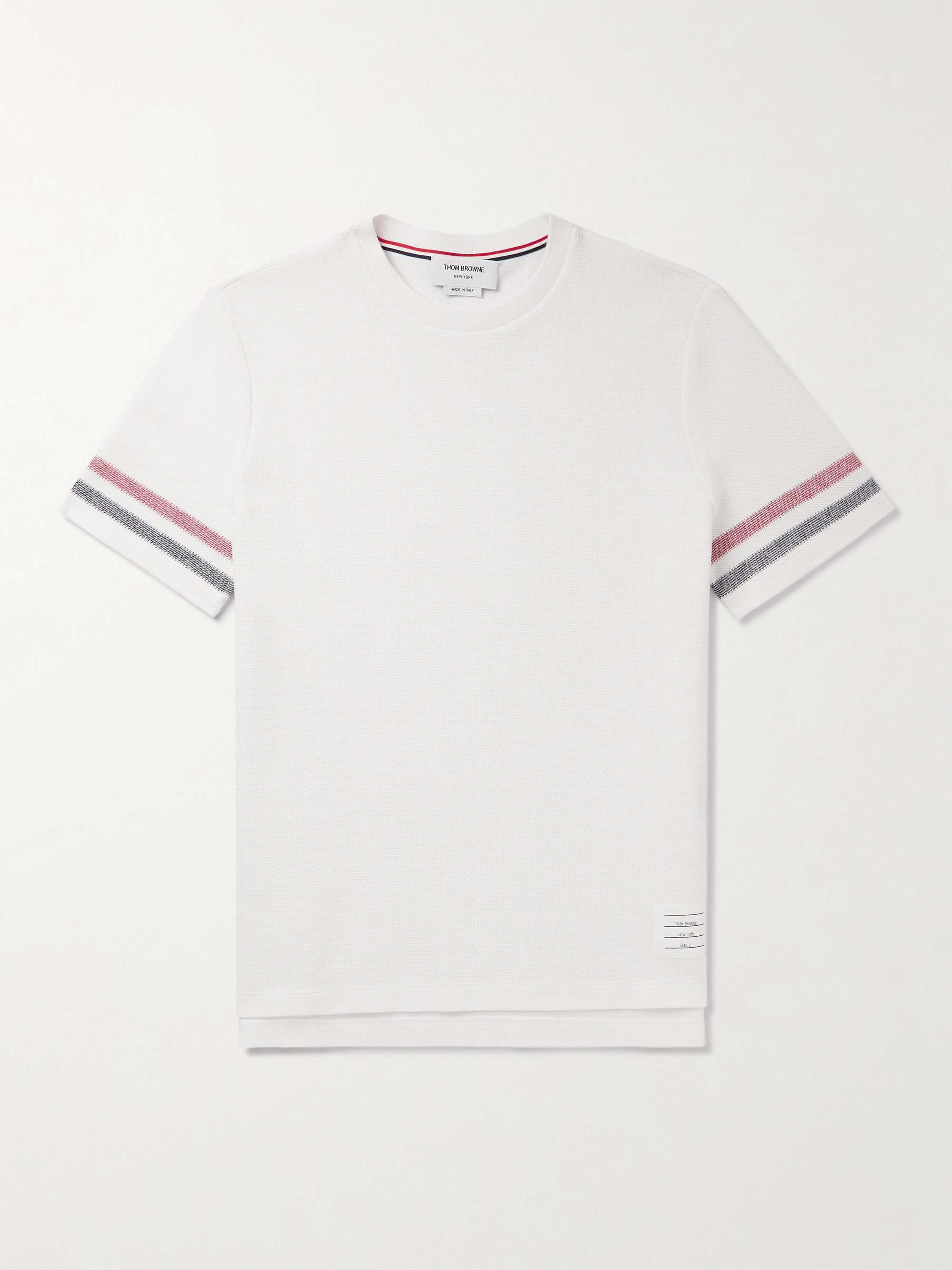 THOM BROWNE Striped Cotton-Piqué T-Shirt