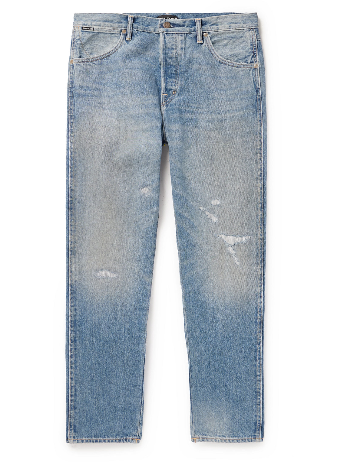 Tom Ford Straight-leg Distressed Jeans In Blue