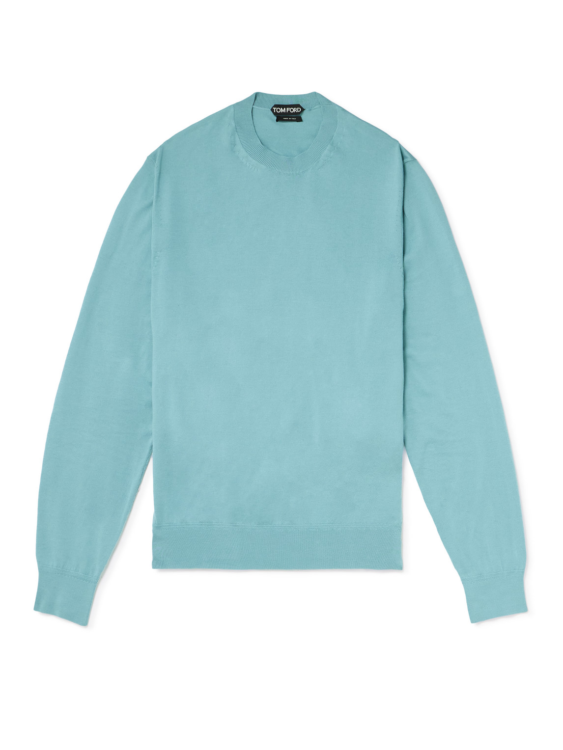 Tom Ford Sea Island Cotton Crewneck Sweater In Blue