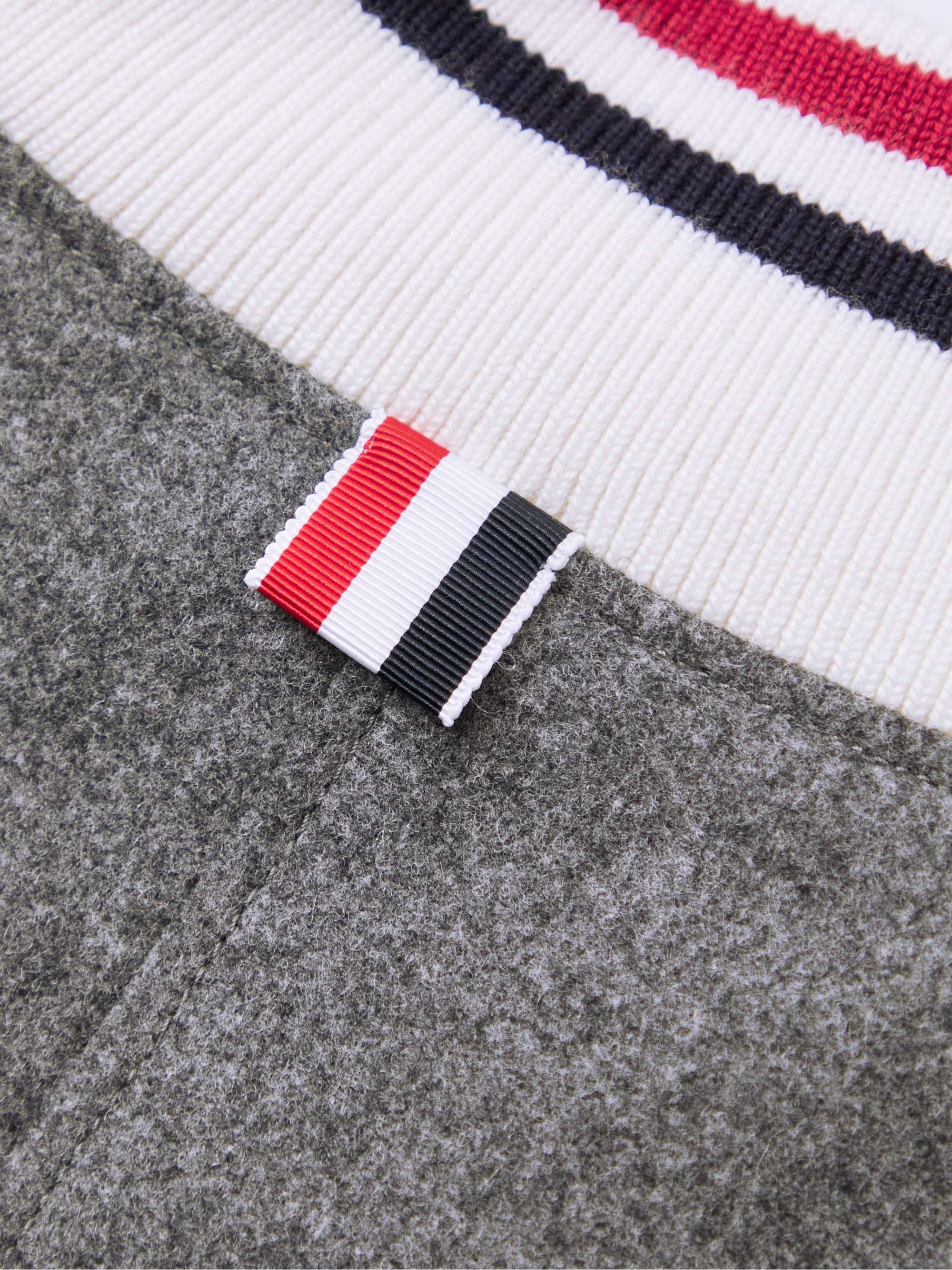 THOM BROWNE Leather-Trimmed Merino Wool Bomber Jacket