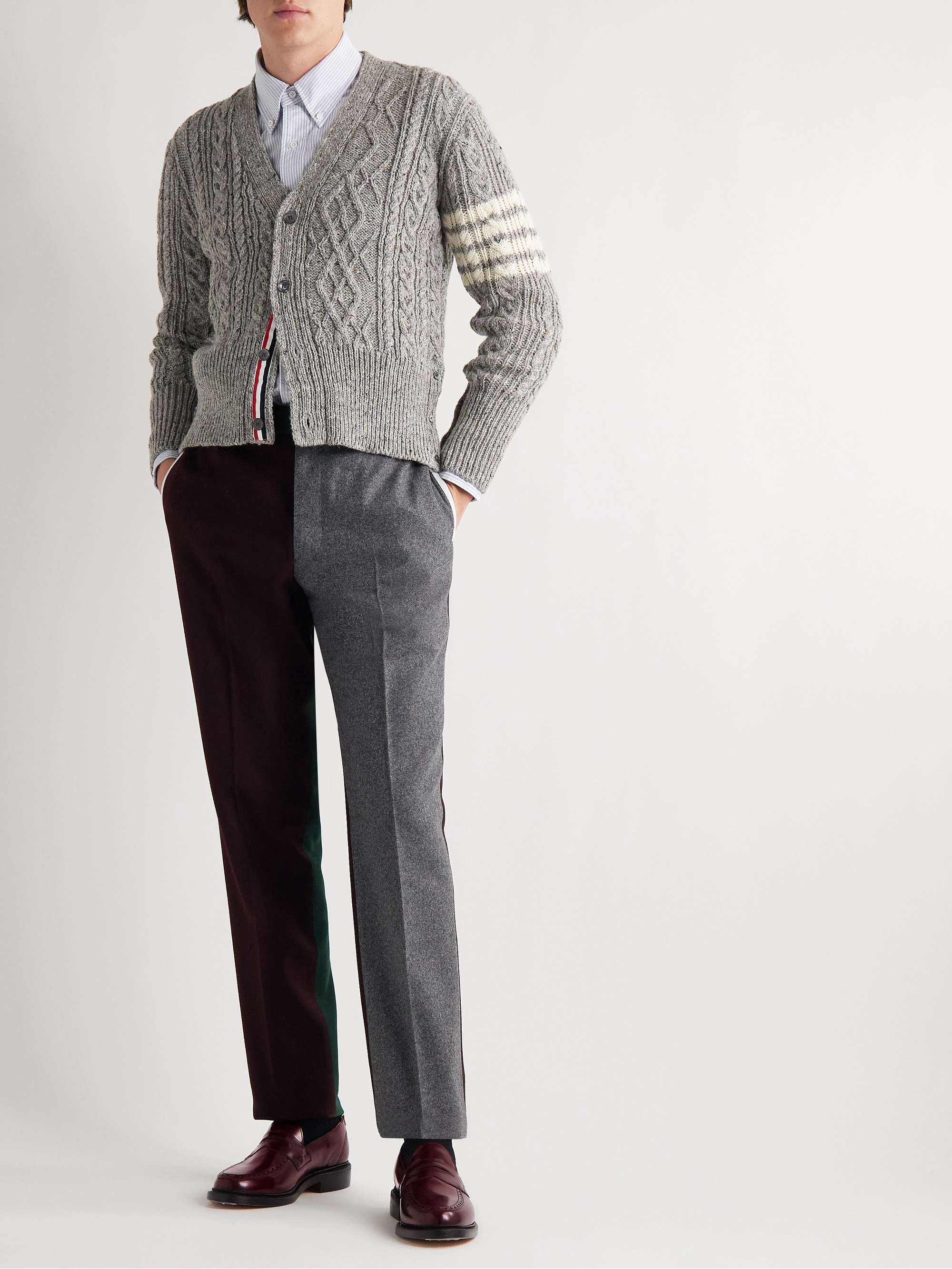 THOM BROWNE Grosgrain-Trimmed Glossed-Leather Penny Loafers