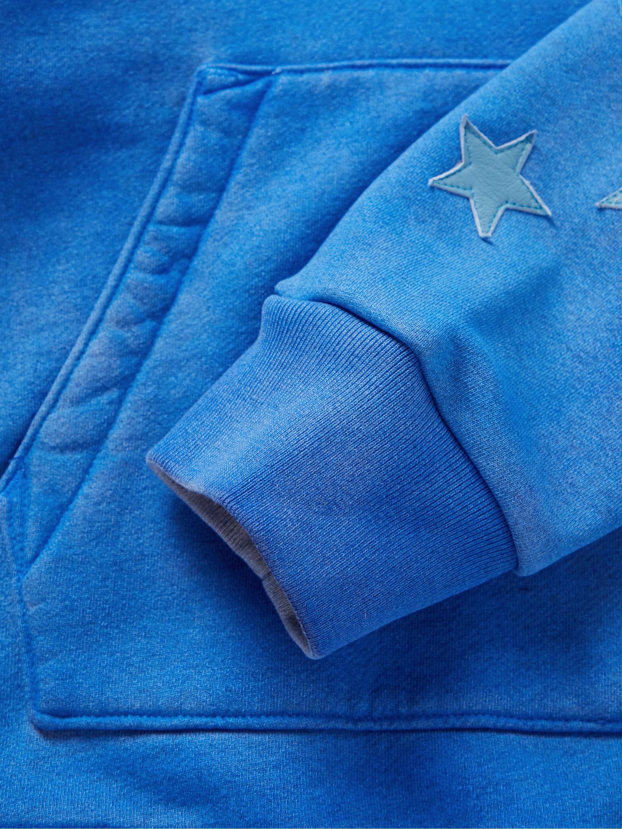 AMIRI Pigment Spray Star Leather-Trimmed Cotton-Jersey Hoodie