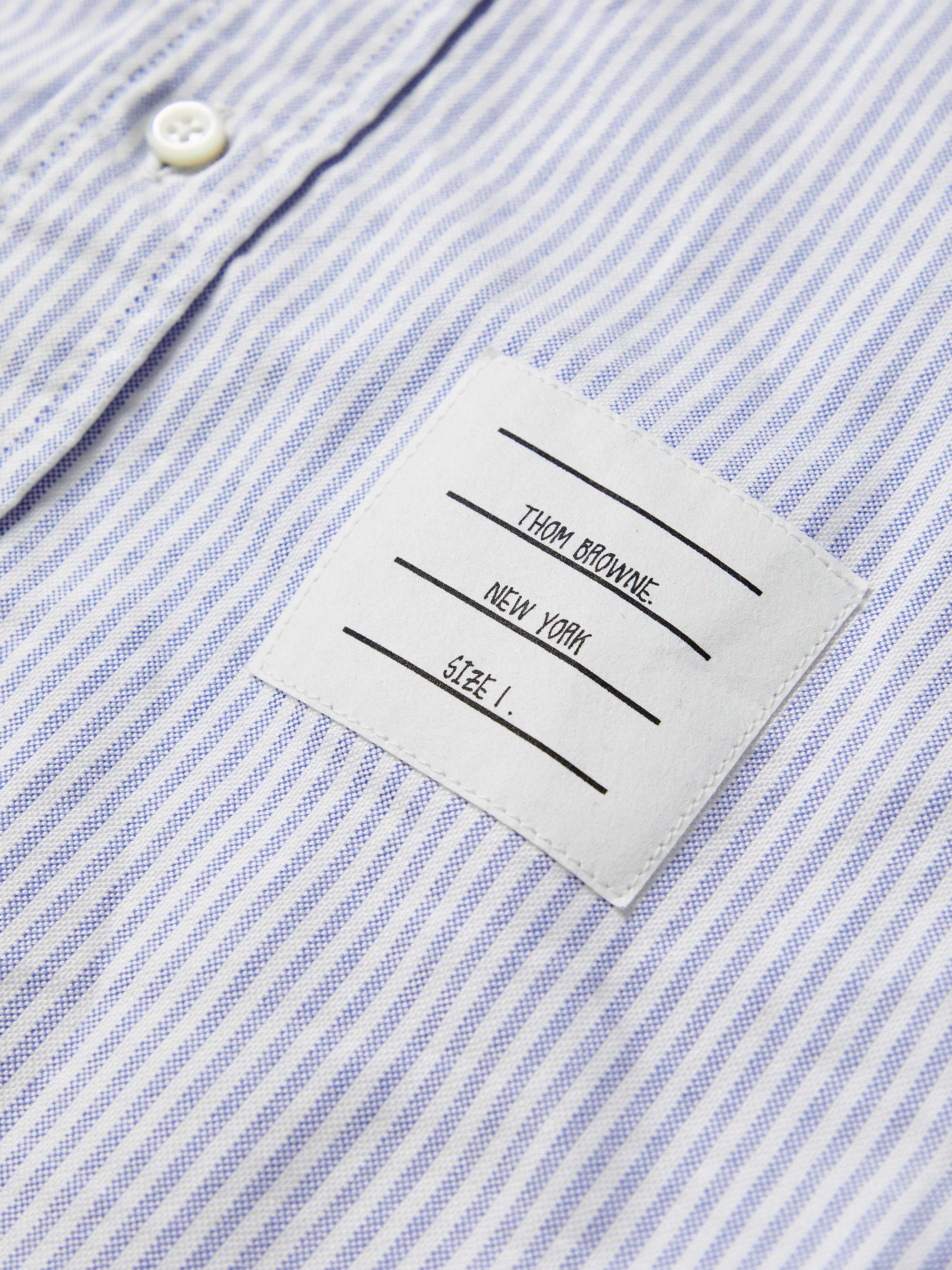 THOM BROWNE Button-Down Collar Striped Cotton Oxford Shirt