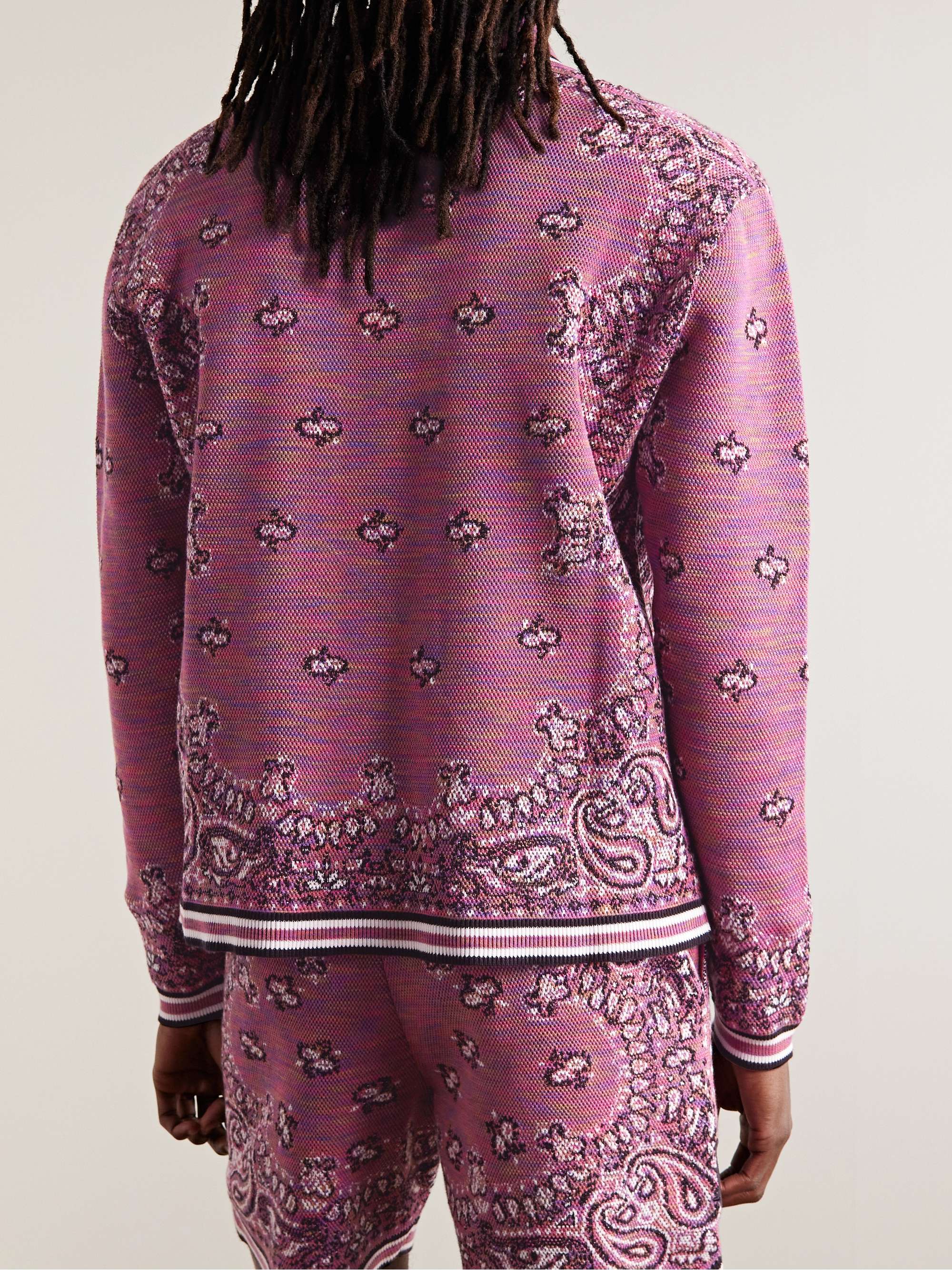 AMIRI Space-Dyed Bandana-Jacquard Cotton Polo Shirt