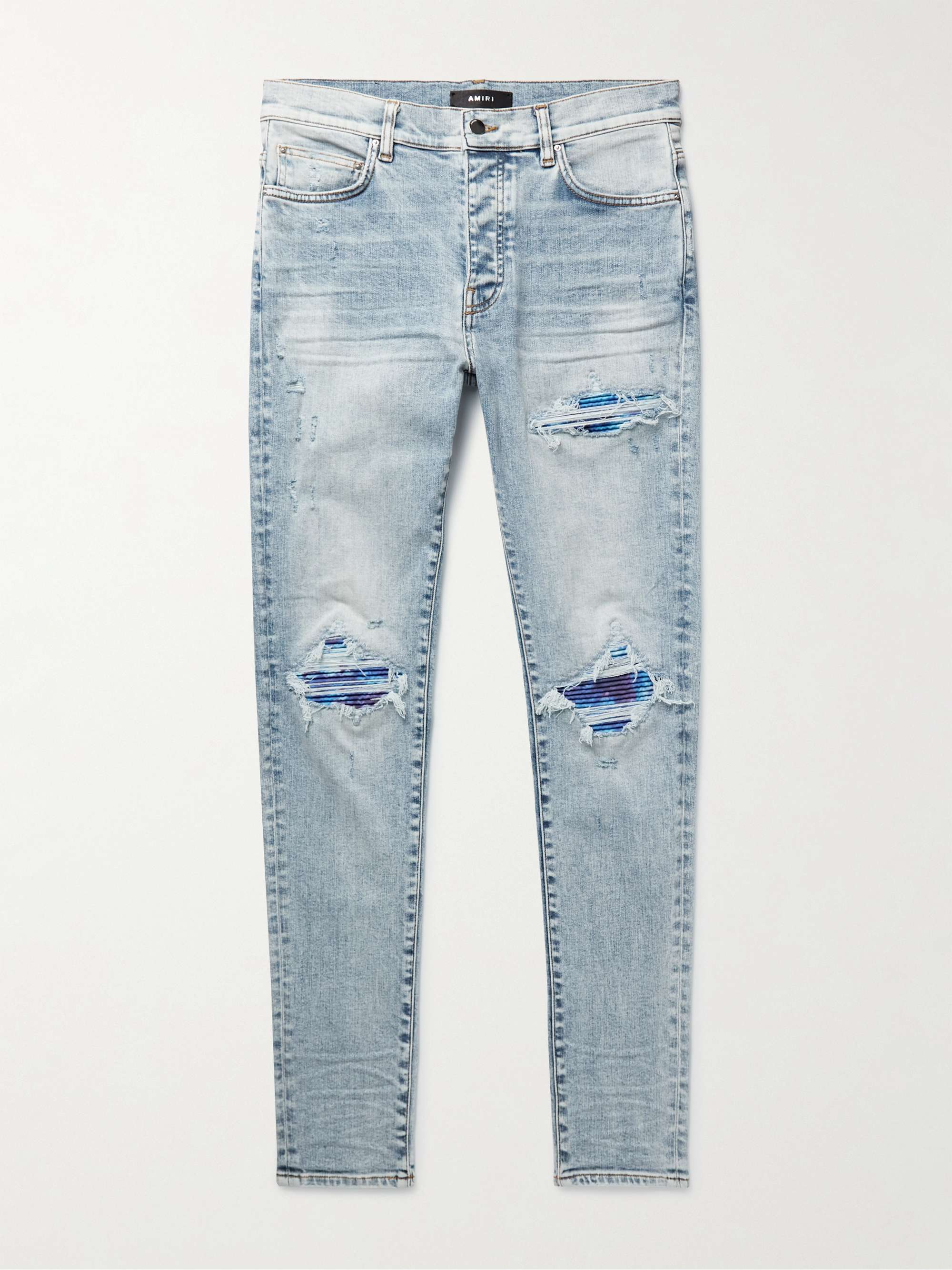 AMIRI MX1 Skinny-Fit Tie-Dyed Drill-Trimmed Distressed Jeans