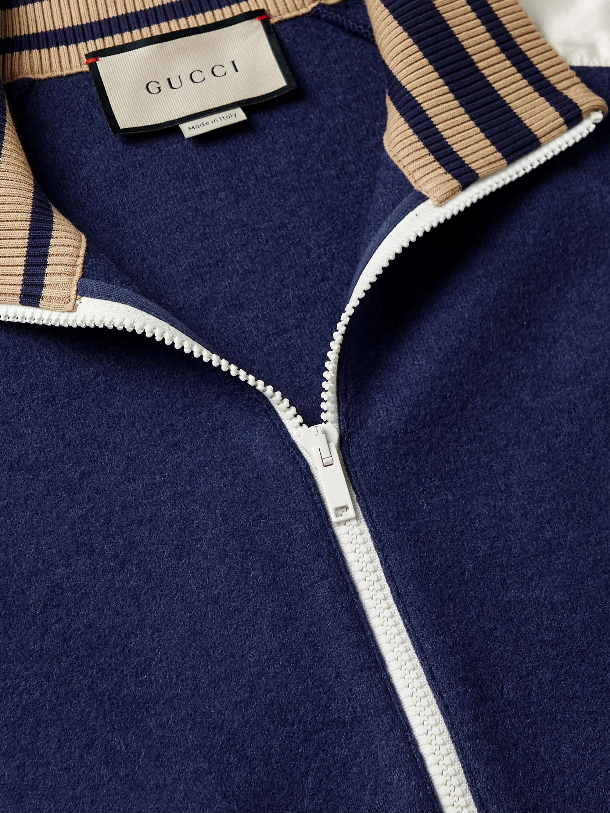 GUCCI Logo-Appliquéd Wool-Jersey and Satin Track Jacket