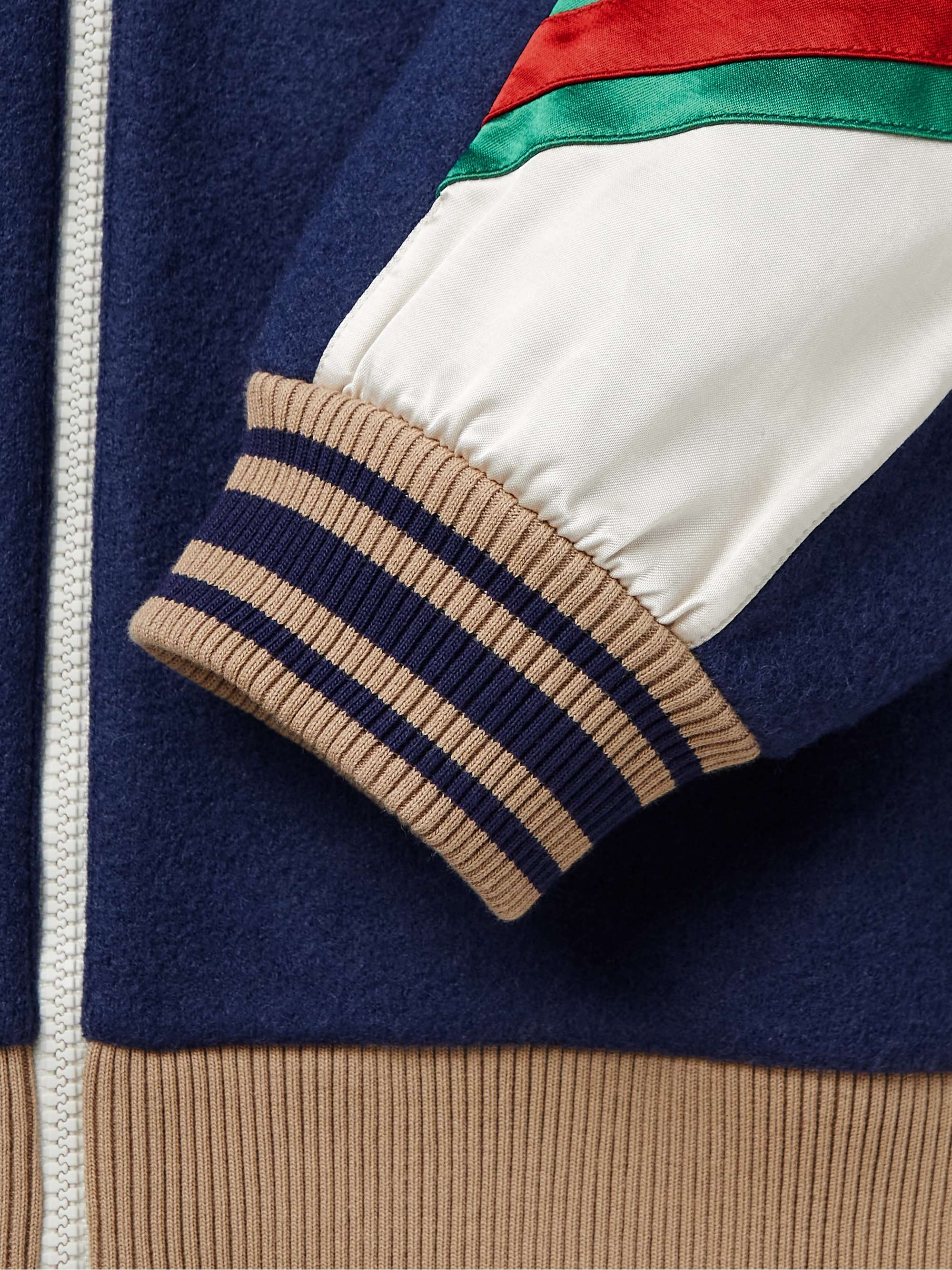 GUCCI Logo-Appliquéd Wool-Jersey and Satin Track Jacket