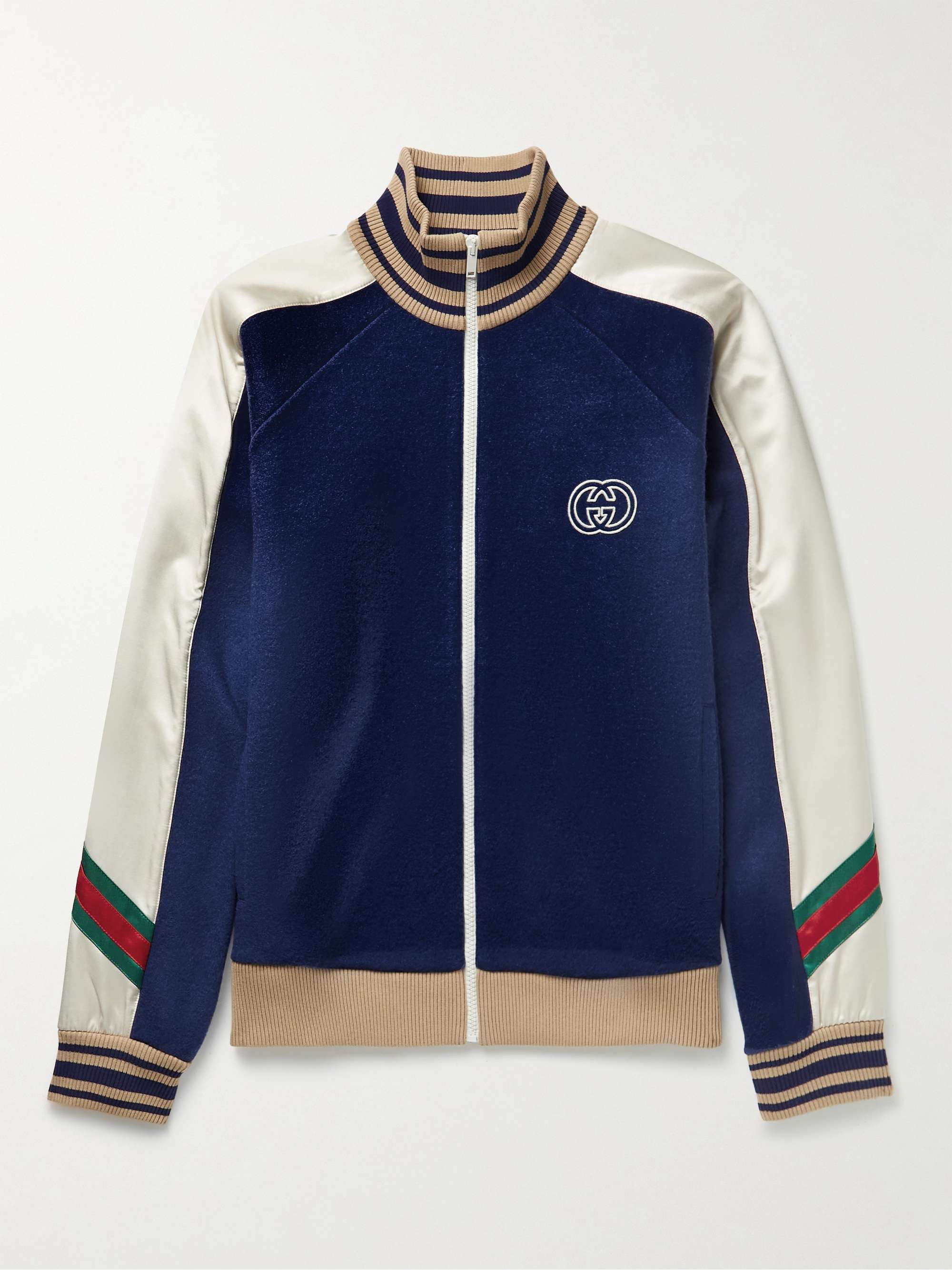 GUCCI Logo-Appliquéd Wool-Jersey and Satin Track Jacket | MR PORTER