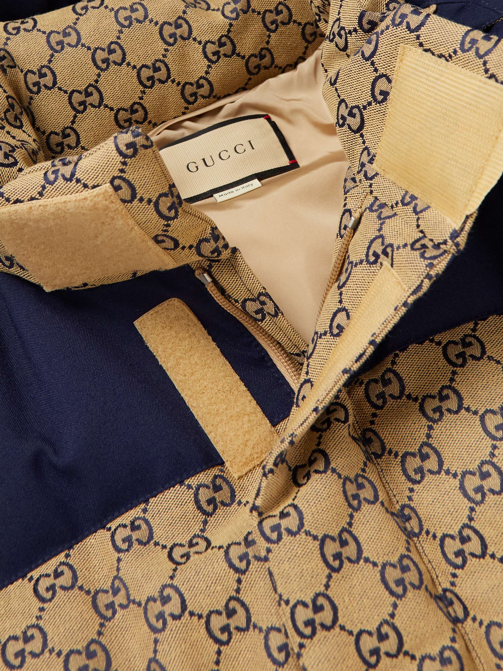 GUCCI Logo-Jacquard Cotton-Blend Canvas Hooded Down Jacket