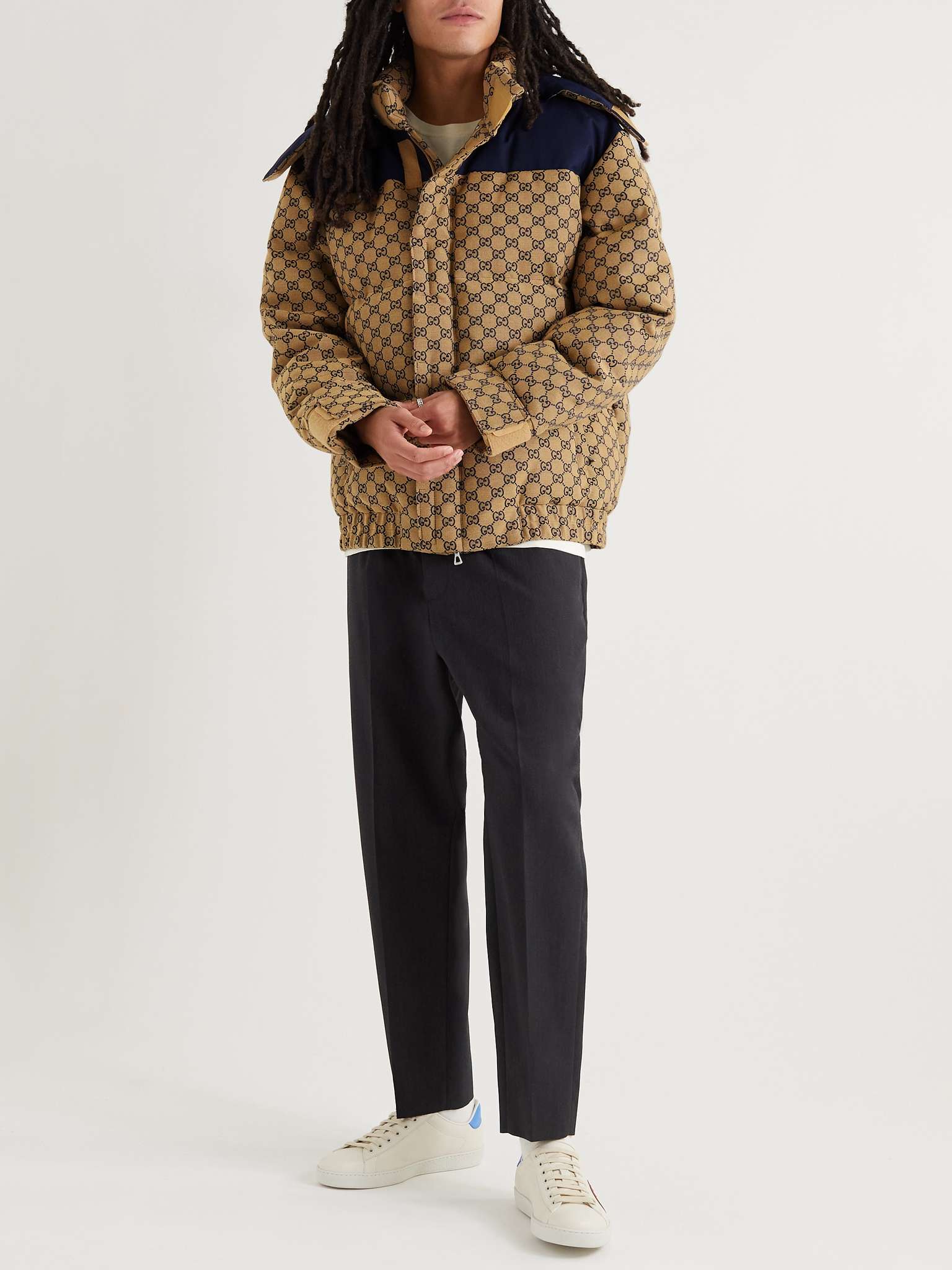 GUCCI LogoJacquard CottonBlend Canvas Hooded Down Jacket for Men MR