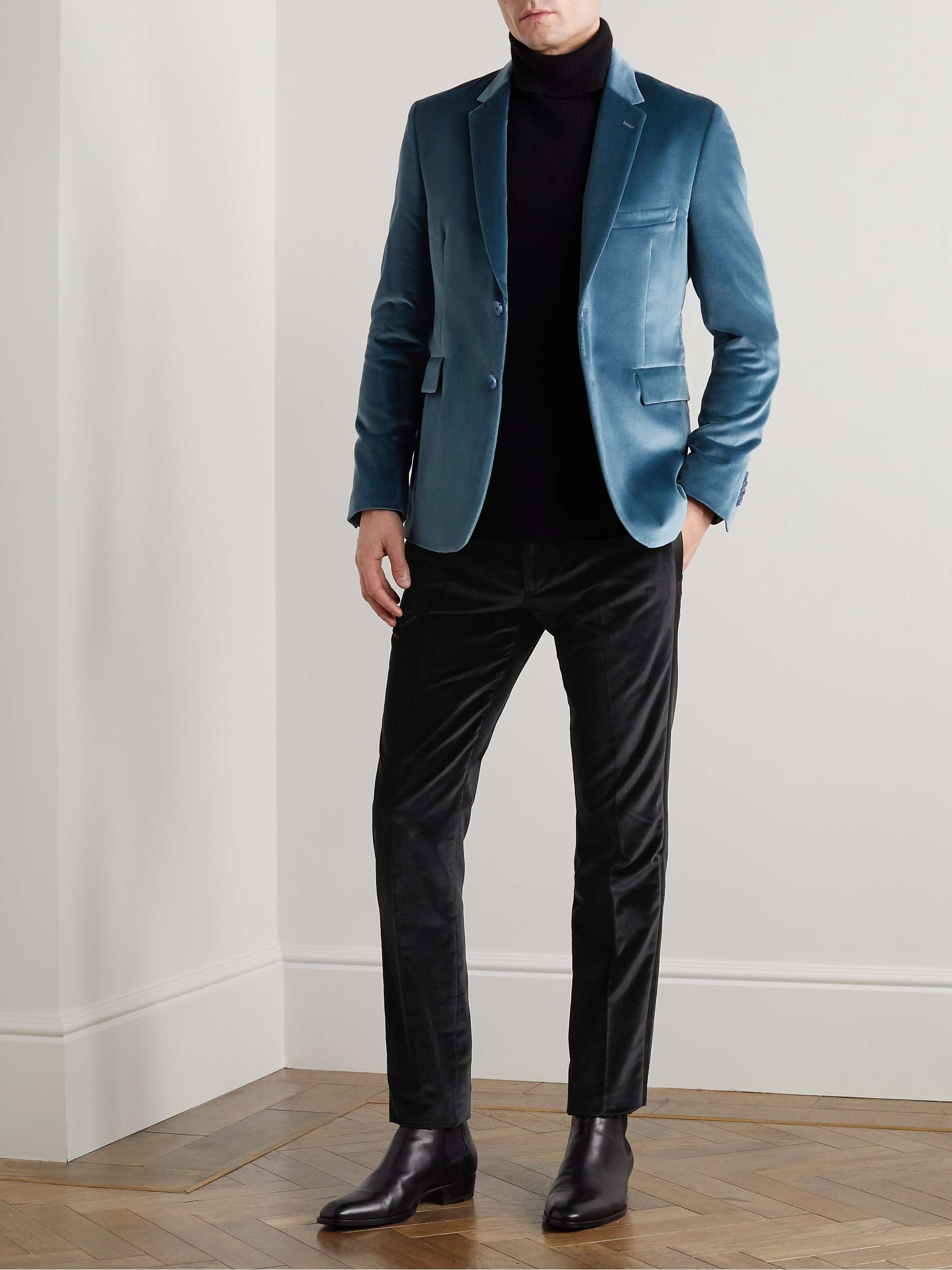 PAUL SMITH Slim-Fit Satin-Trimmed Cotton-Velvet Tuxedo Trousers for Men ...