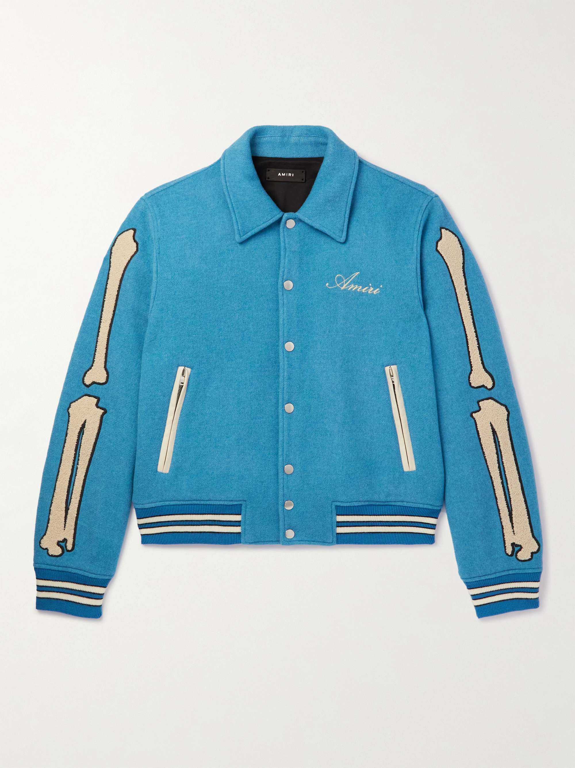 AMIRI Appliquéd Wool-Blend Varsity Jacket for Men | MR PORTER