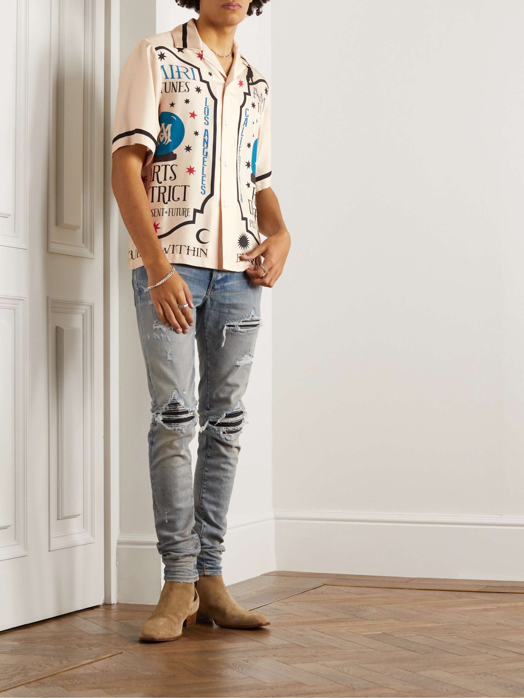 AMIRI Camp-Collar Printed Silk-Twill Shirt