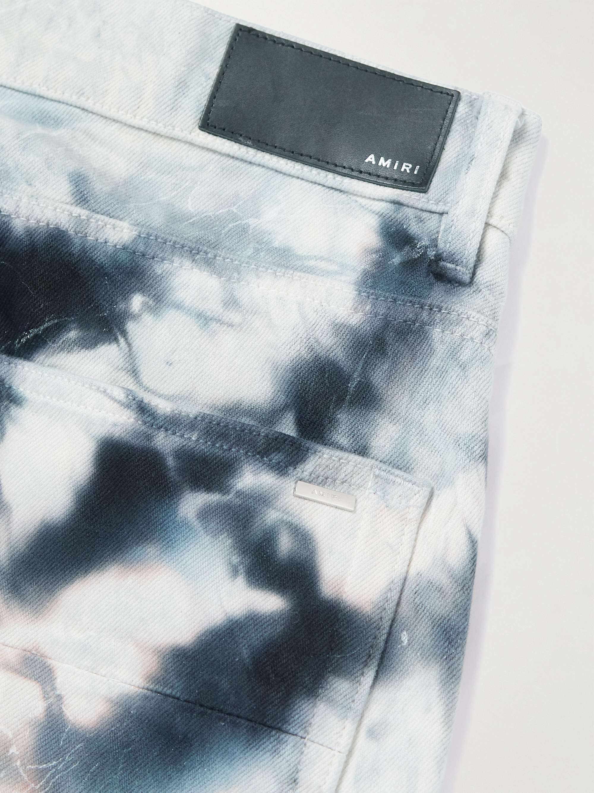 AMIRI Cracked Straight-Leg Distressed Tie-Dyed Jeans
