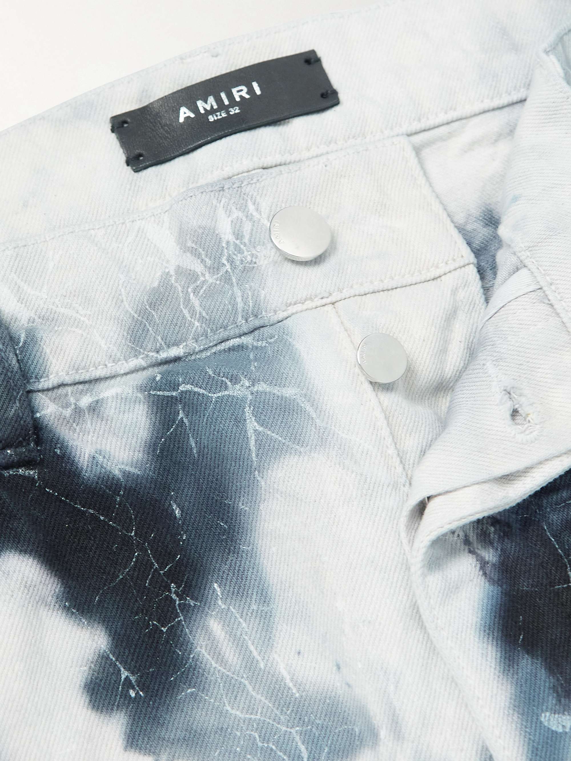AMIRI Cracked Straight-Leg Distressed Tie-Dyed Jeans
