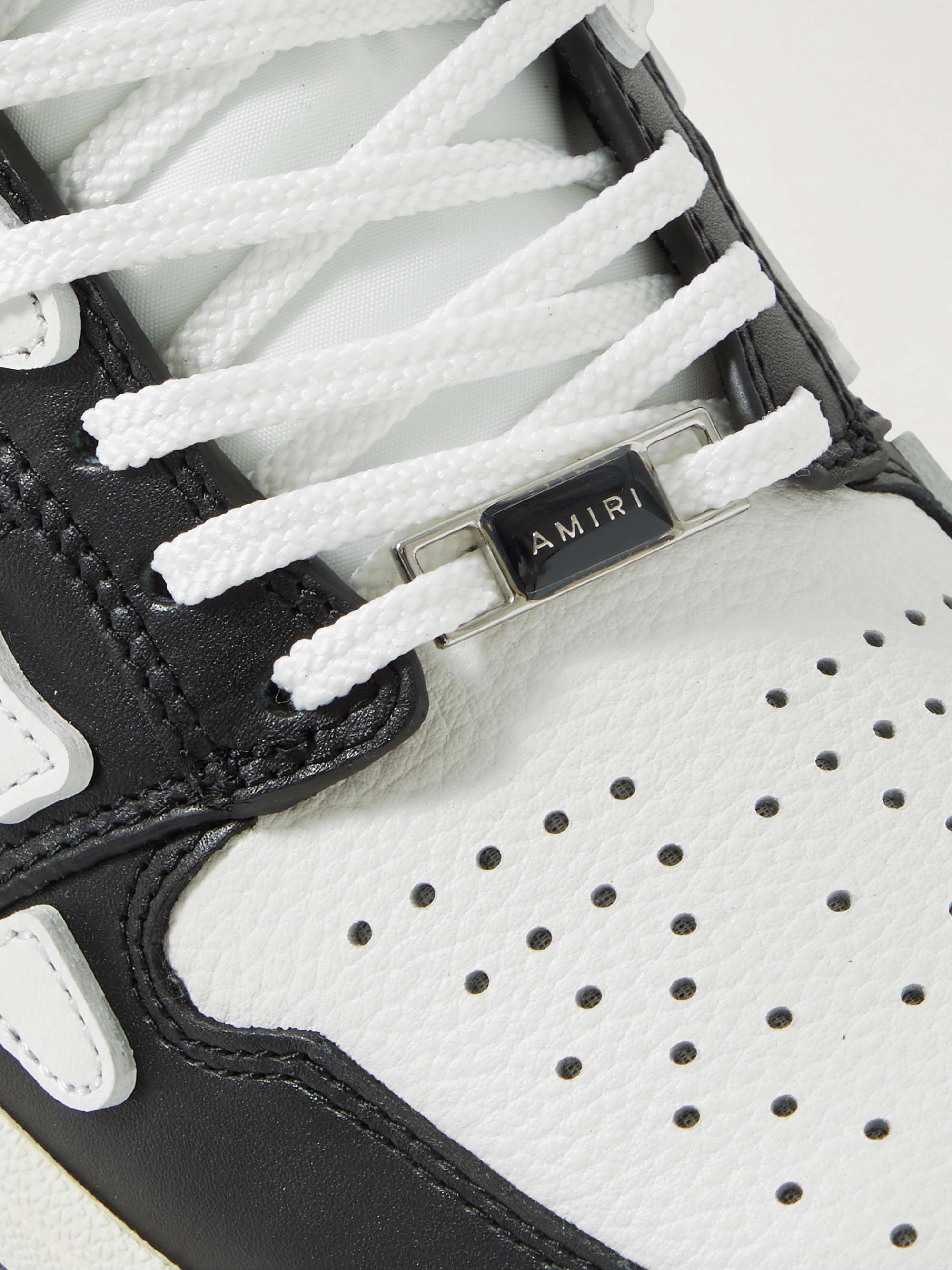 AMIRI Skel-Top Colour-Block Leather and Nubuck High-Top Sneakers