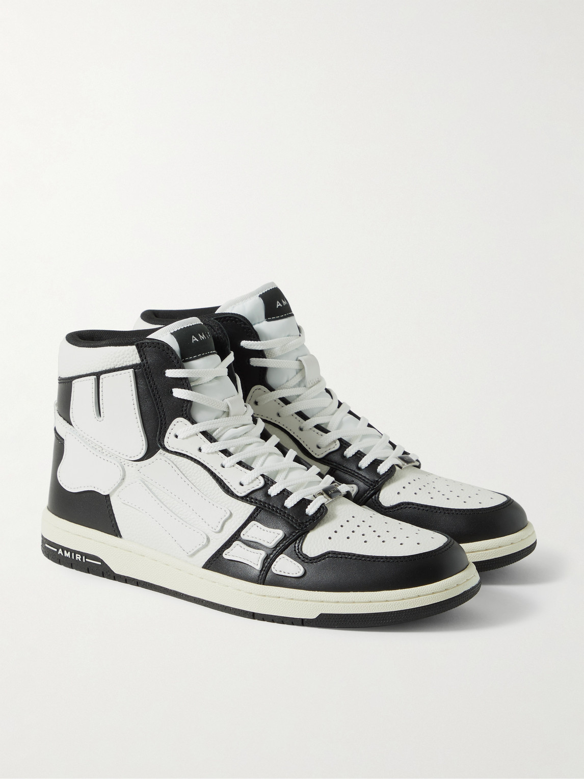 Shop Amiri Skel-top Colour-block Leather High-top Sneakers In Black