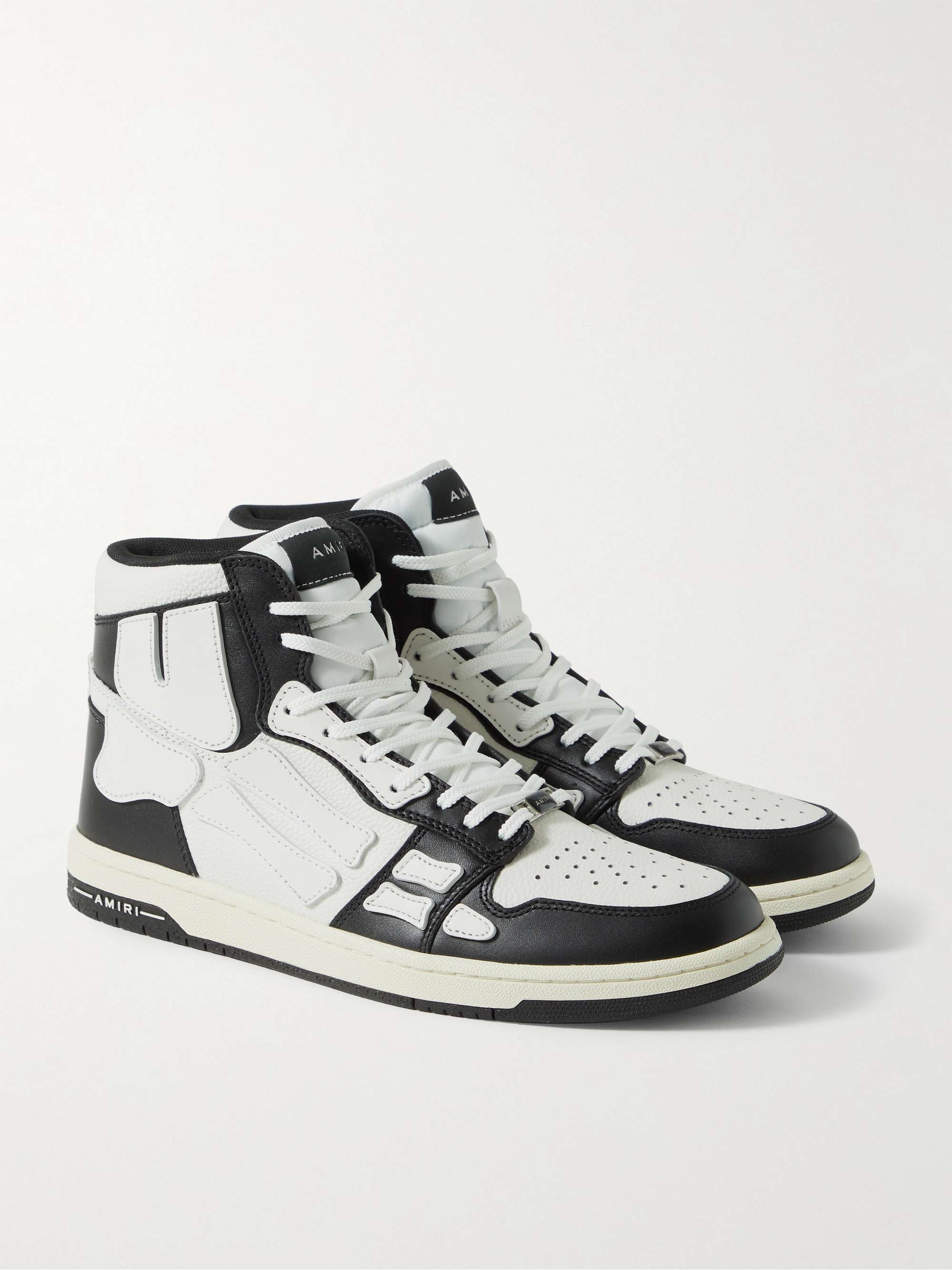 AMIRI Skel-Top Colour-Block Leather and Nubuck High-Top Sneakers