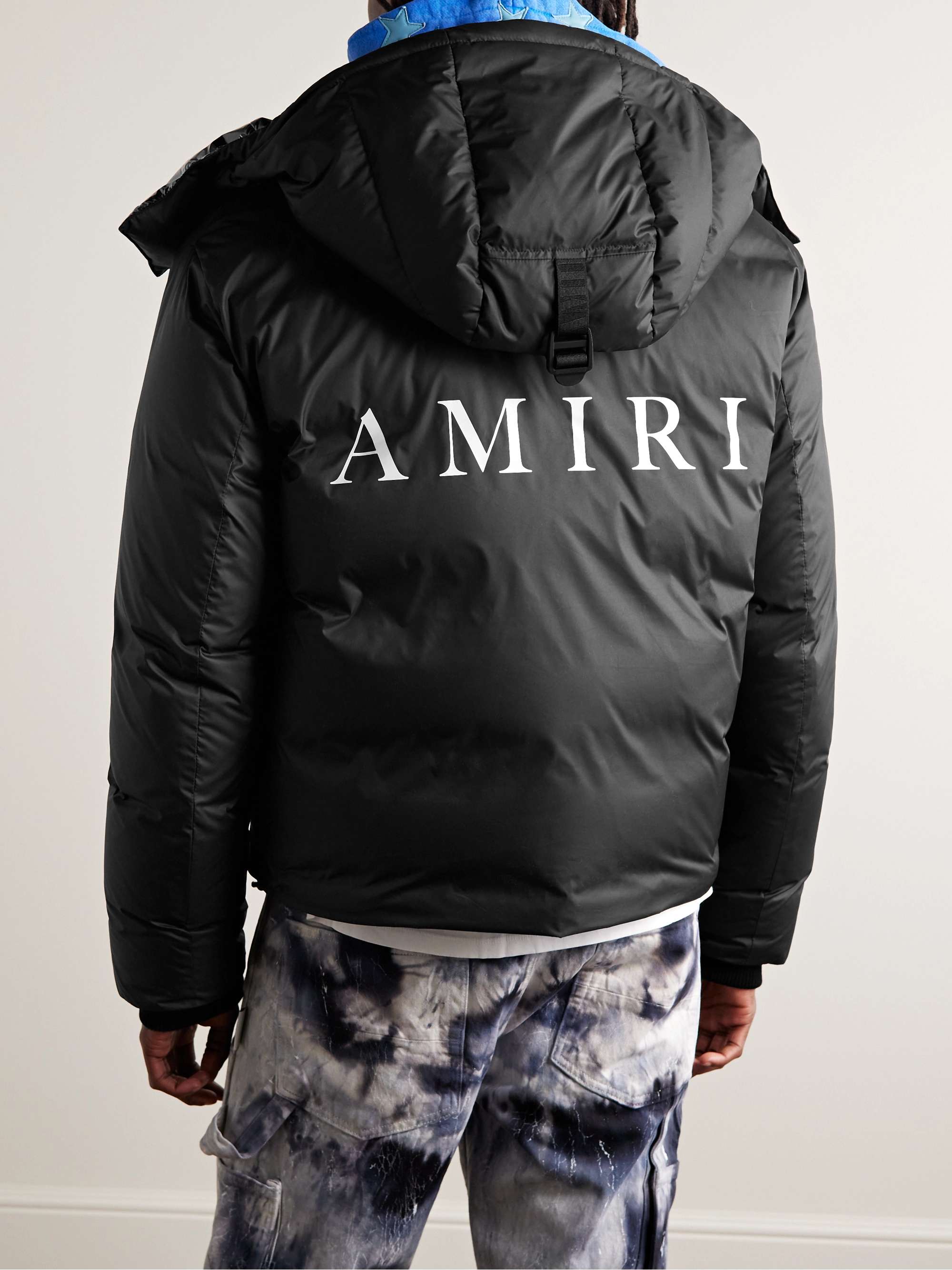 AMIRI Logo-Print Quilted Shell Hooded Down Jacket
