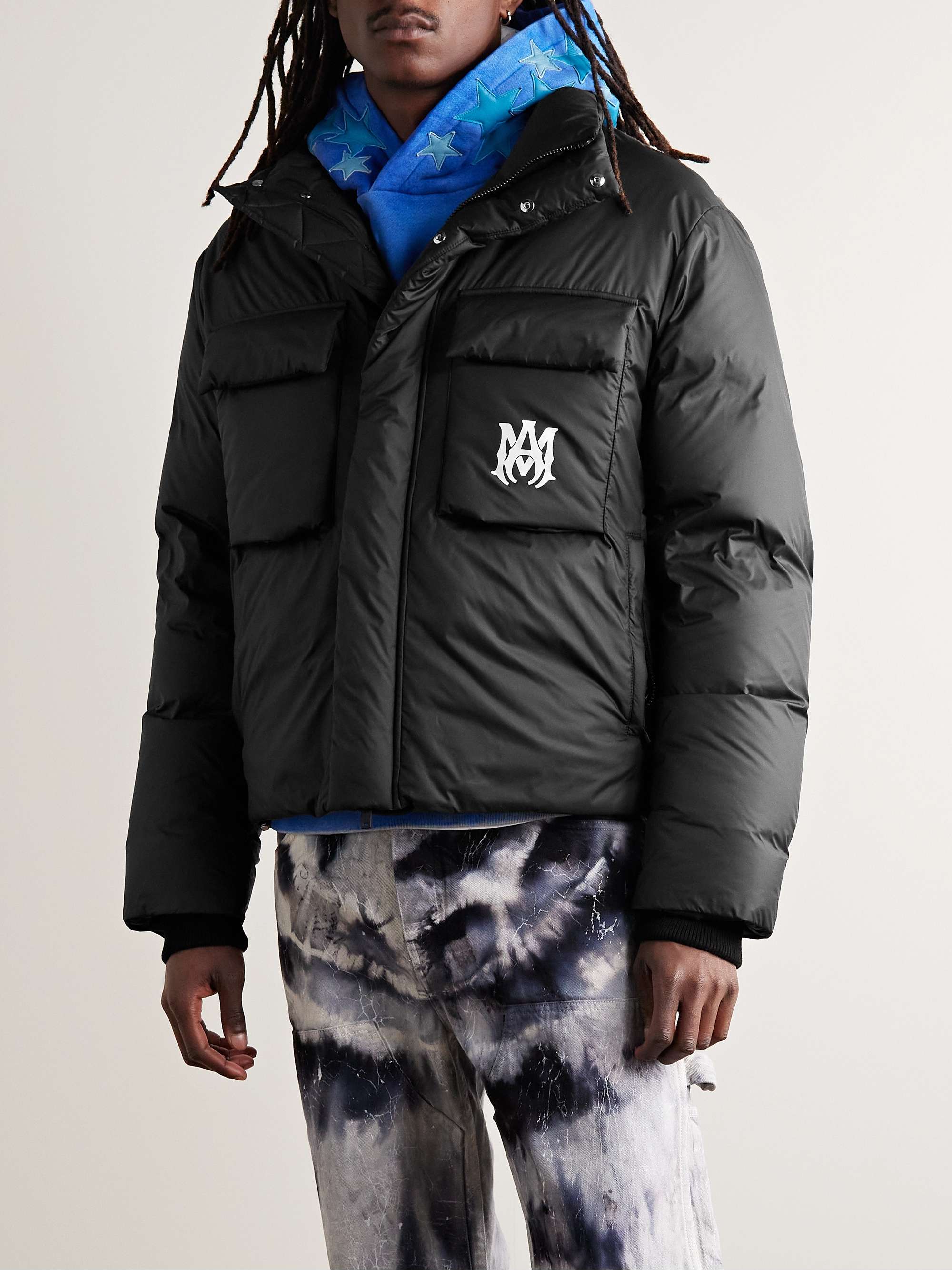 AMIRI Logo-Print Quilted Shell Hooded Down Jacket