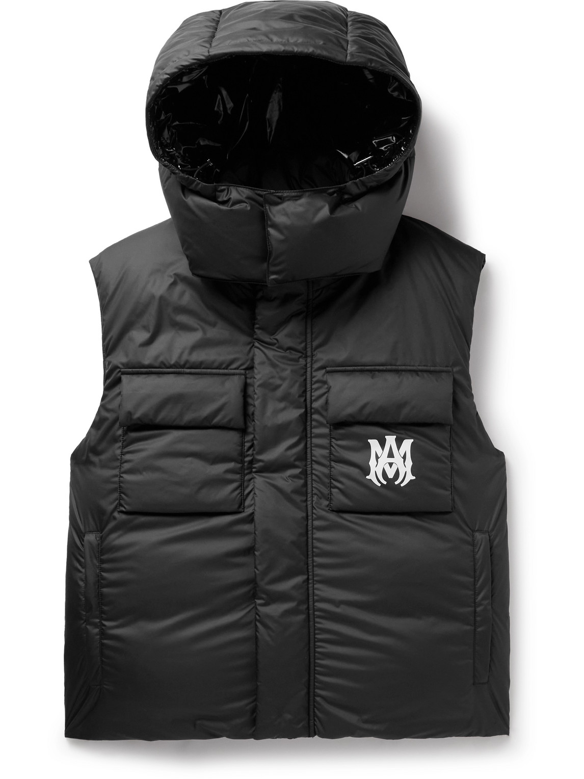 AMIRI LOGO-PRINT SHELL HOODED DOWN GILET