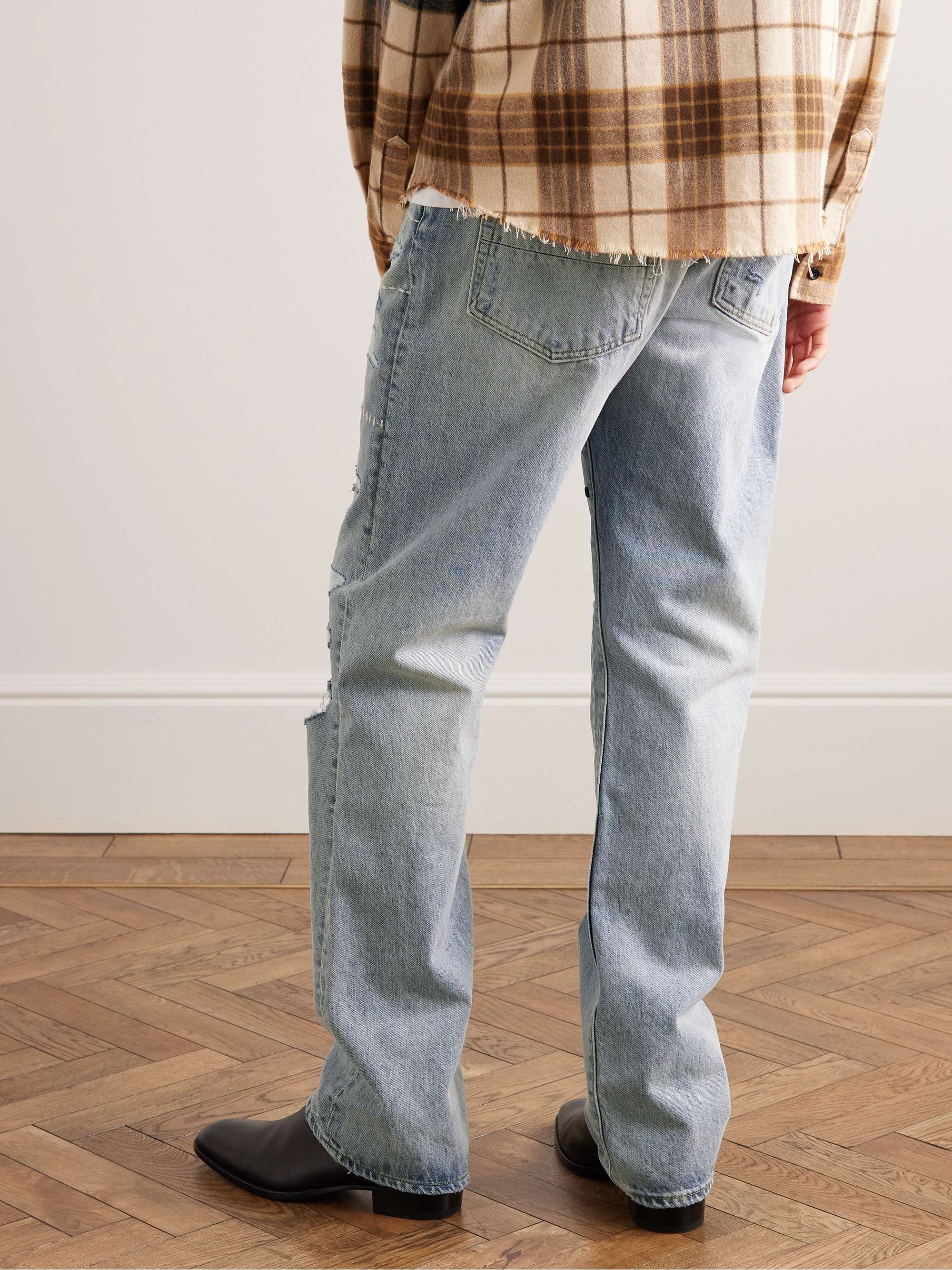 AMIRI Straight-Leg Logo-Embroidered Distressed Jeans