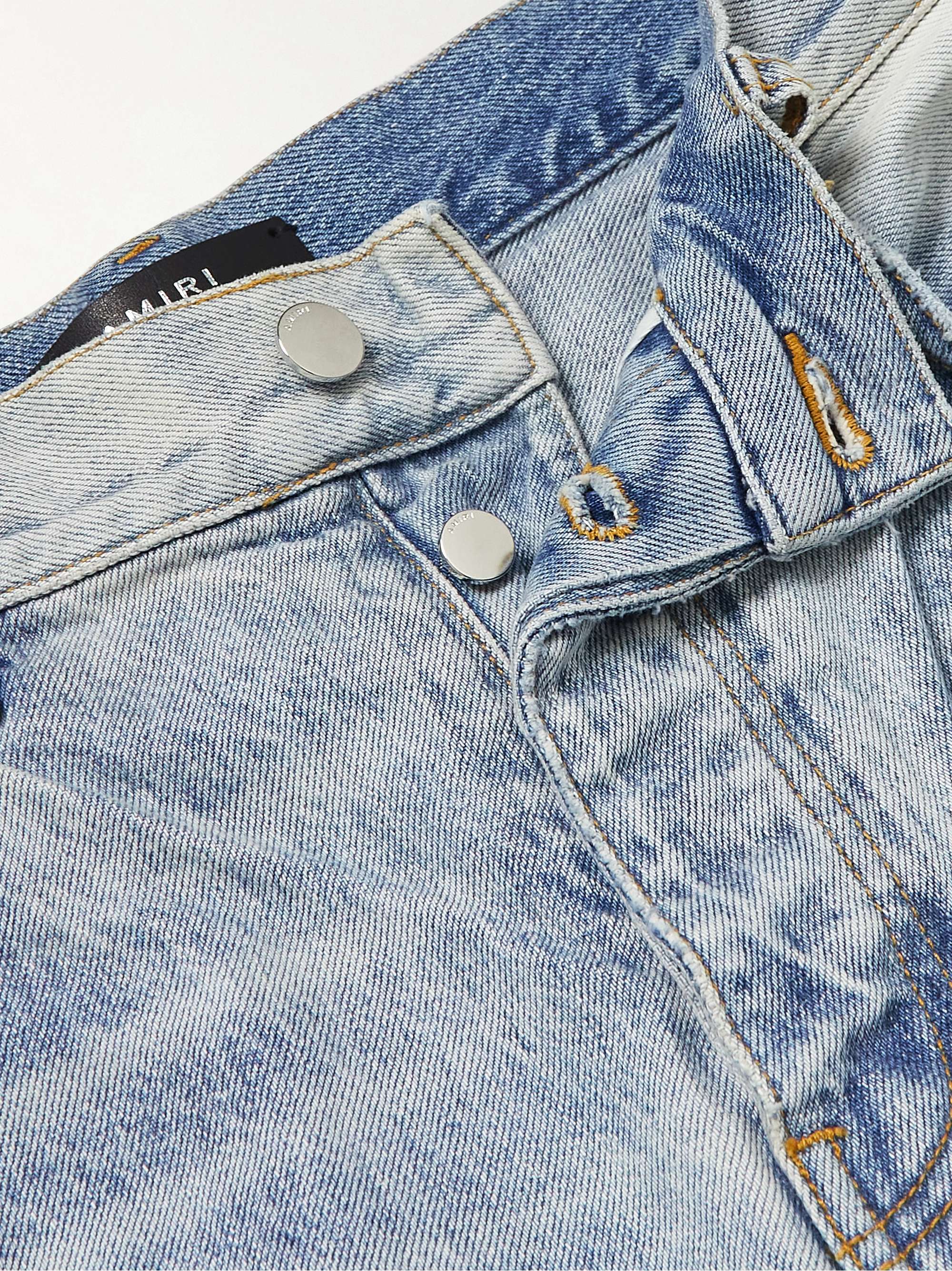 AMIRI Straight-Leg Logo-Embroidered Distressed Jeans