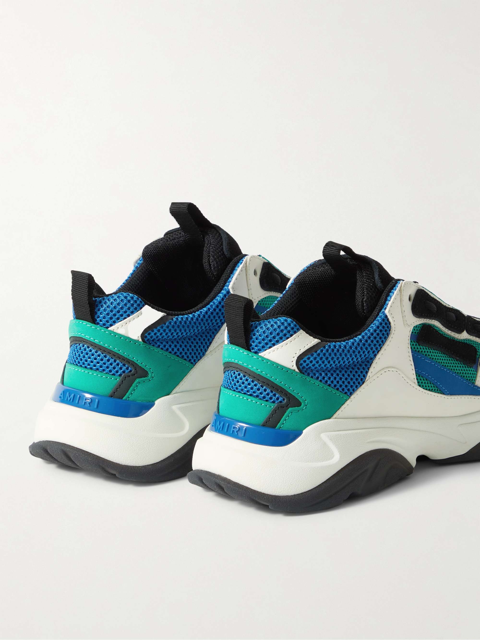 AMIRI Bone Runner Leather-Trimmed Mesh Sneakers