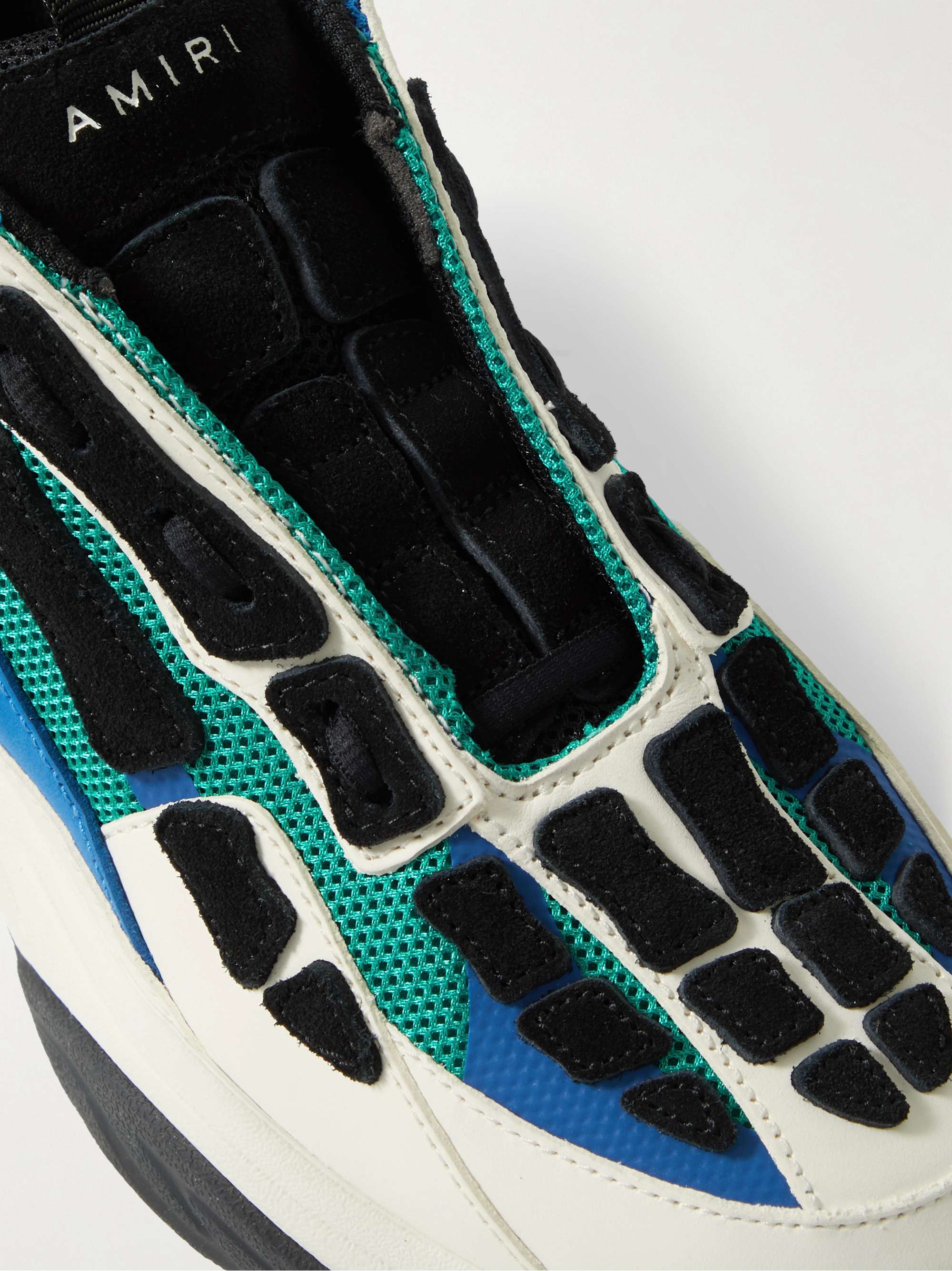 AMIRI Bone Runner Leather-Trimmed Mesh Sneakers