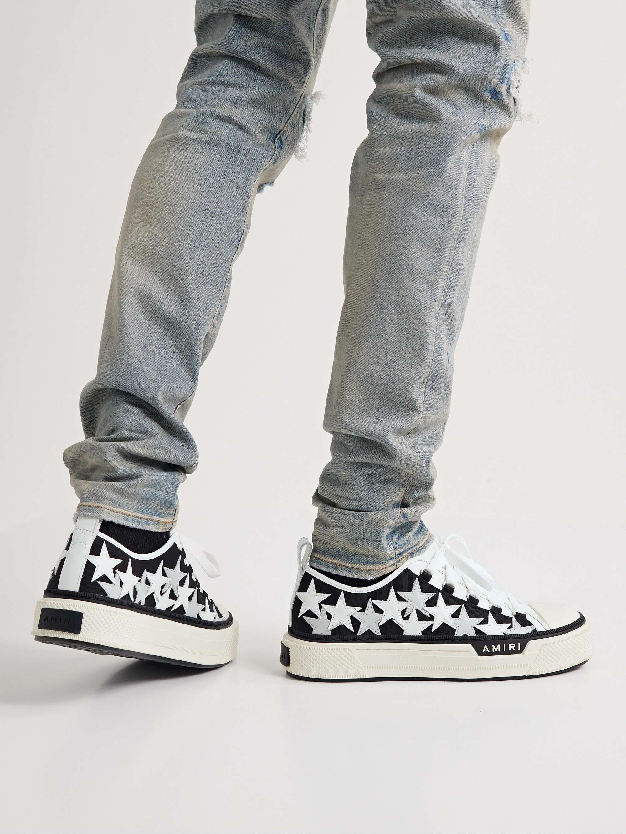 AMIRI Appliquéd Leather and Canvas Sneakers