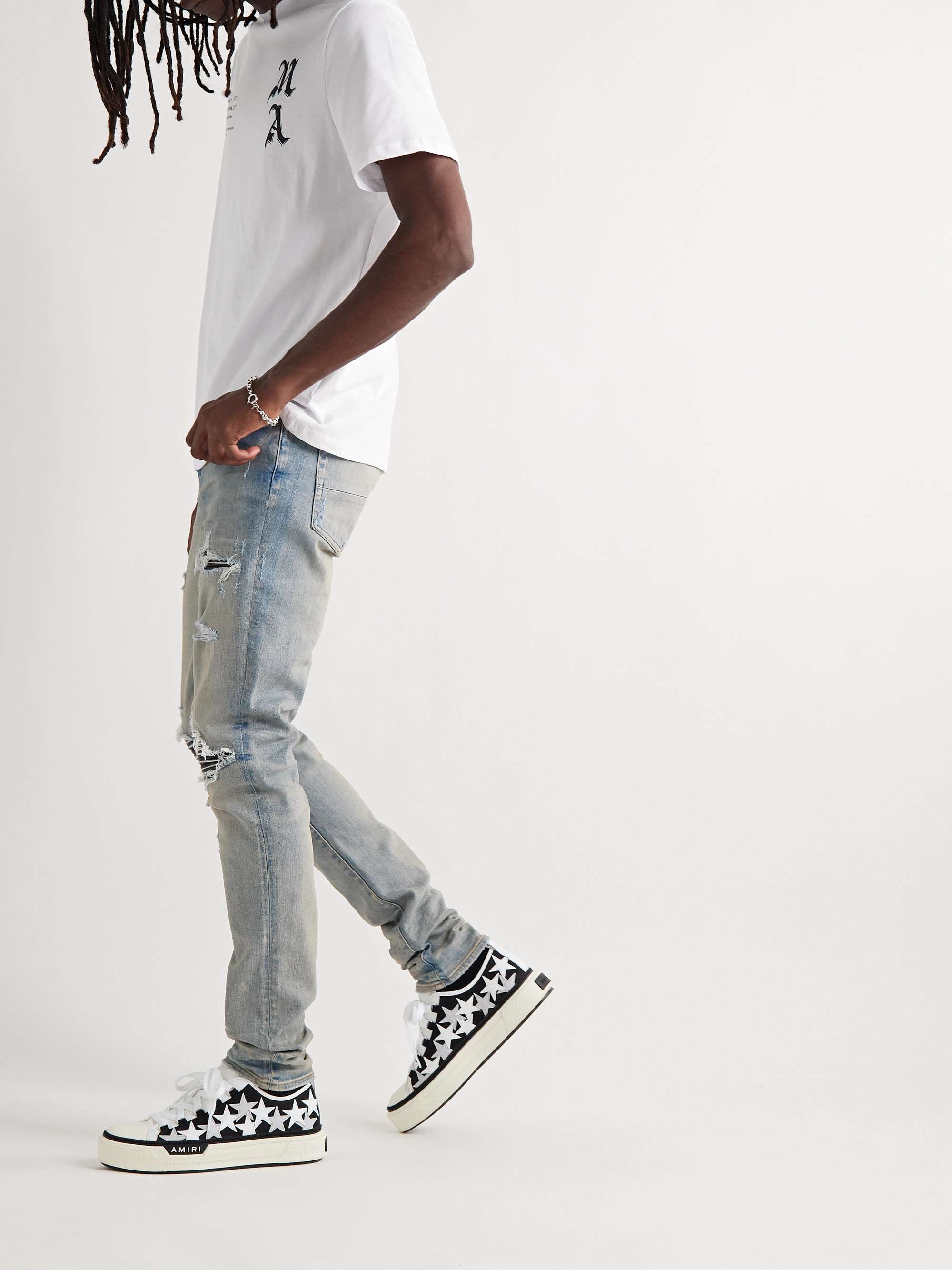 AMIRI Appliquéd Leather and Canvas Sneakers